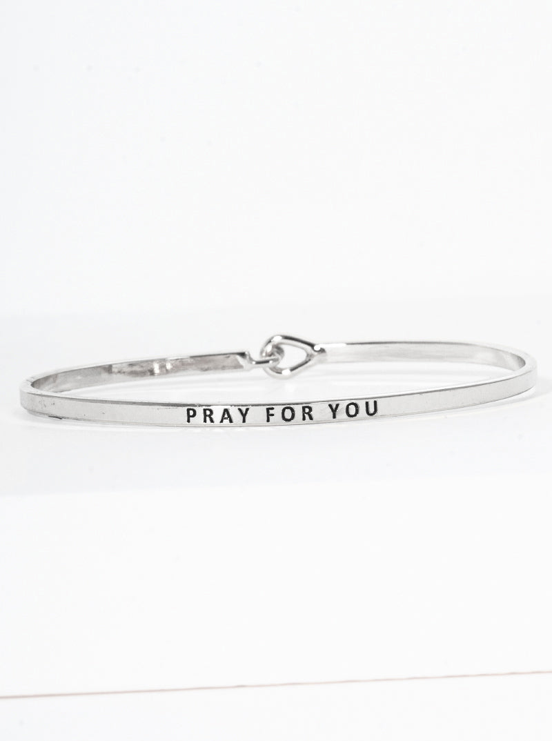 Pray For You Engraved Inspirational Bangle Bracelet
