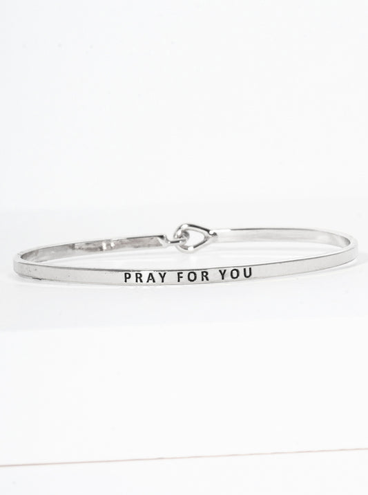 Pray For You Engraved Inspirational Bangle Bracelet