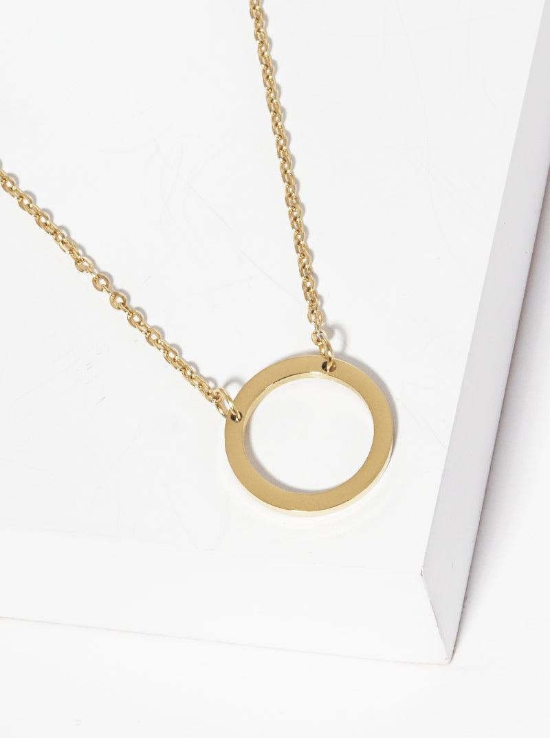 Premium Stainless Steel Cut Out Round Pendant Necklace