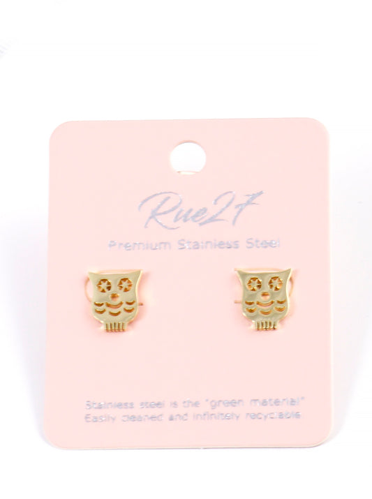 Premium Stainless Steel Owl Post Stud Earrings