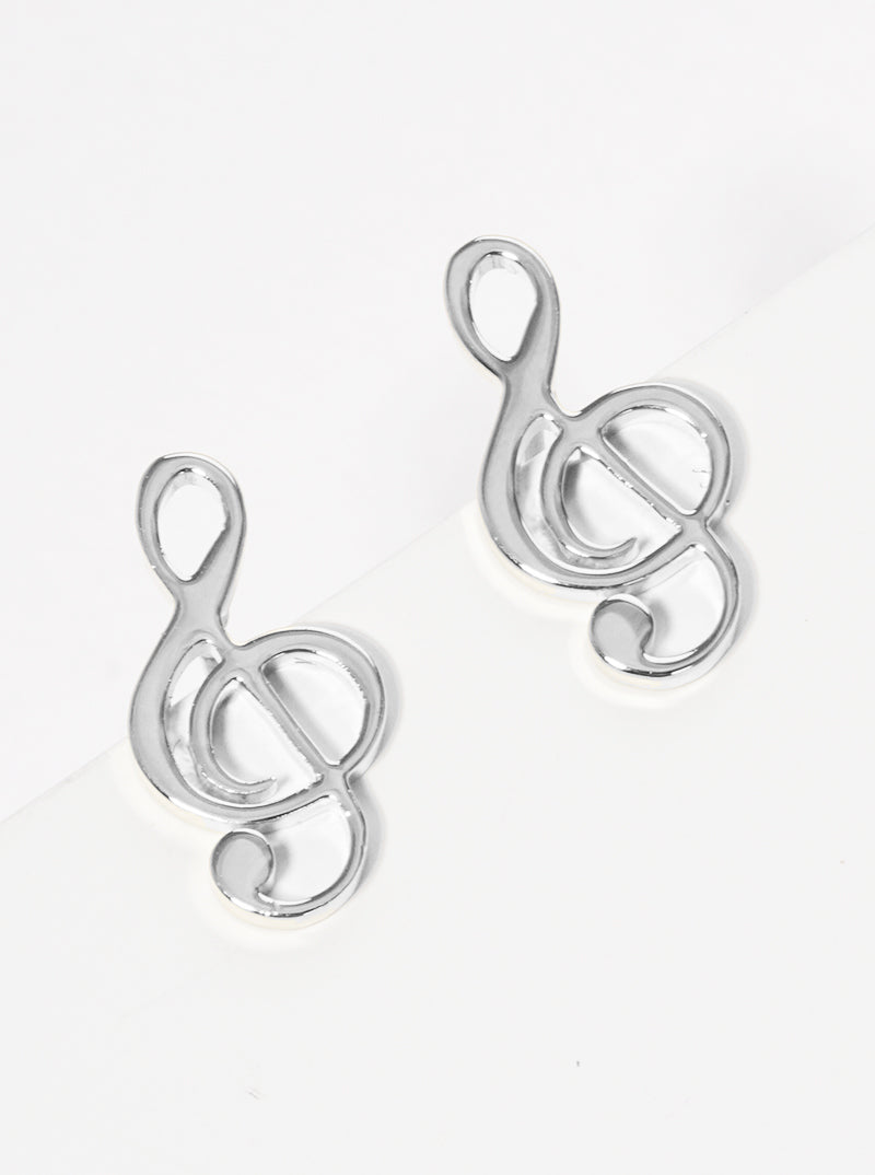 Premium Stainless Steel Treble-Clef Post Stud Earrings