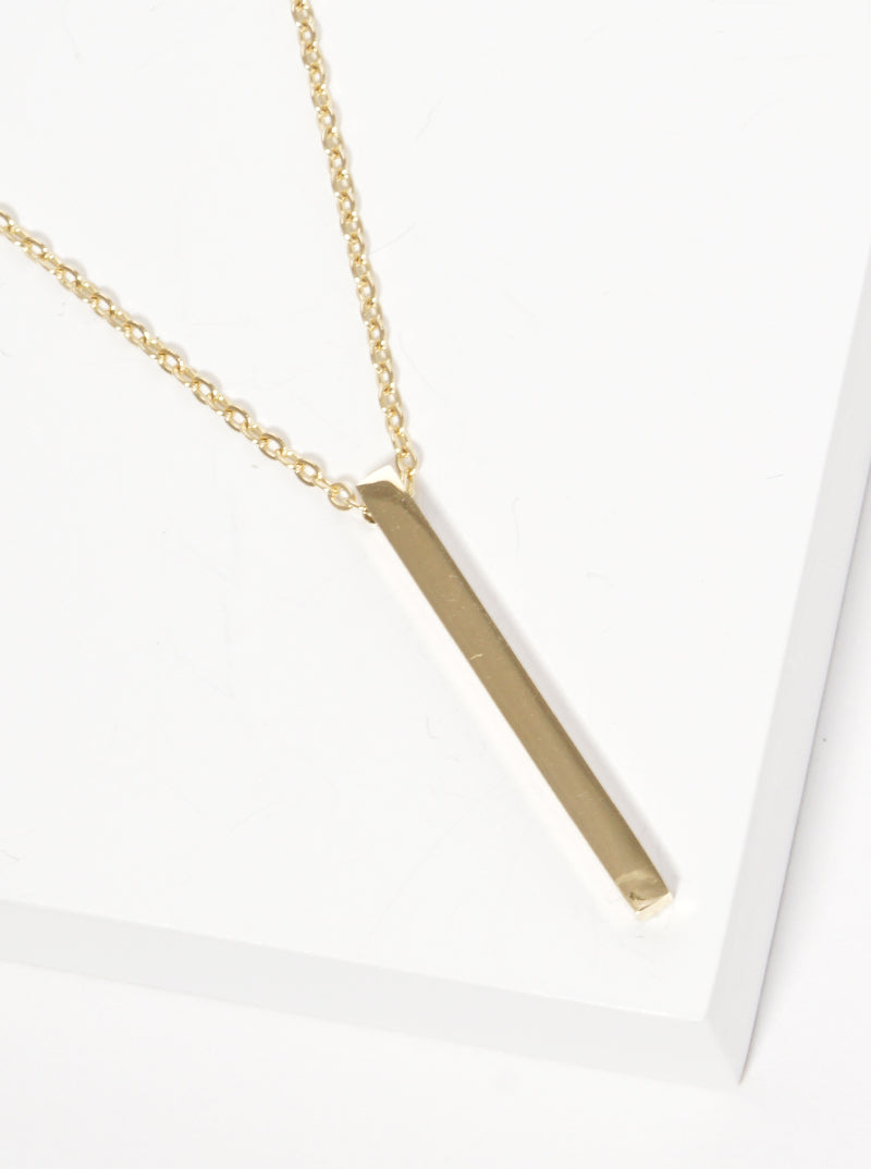 Premium Stainless Steel Vertical Rectangle Bar Pendant Necklace