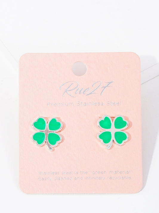 Premium Stainless Steel Clover Post Stud Earrings