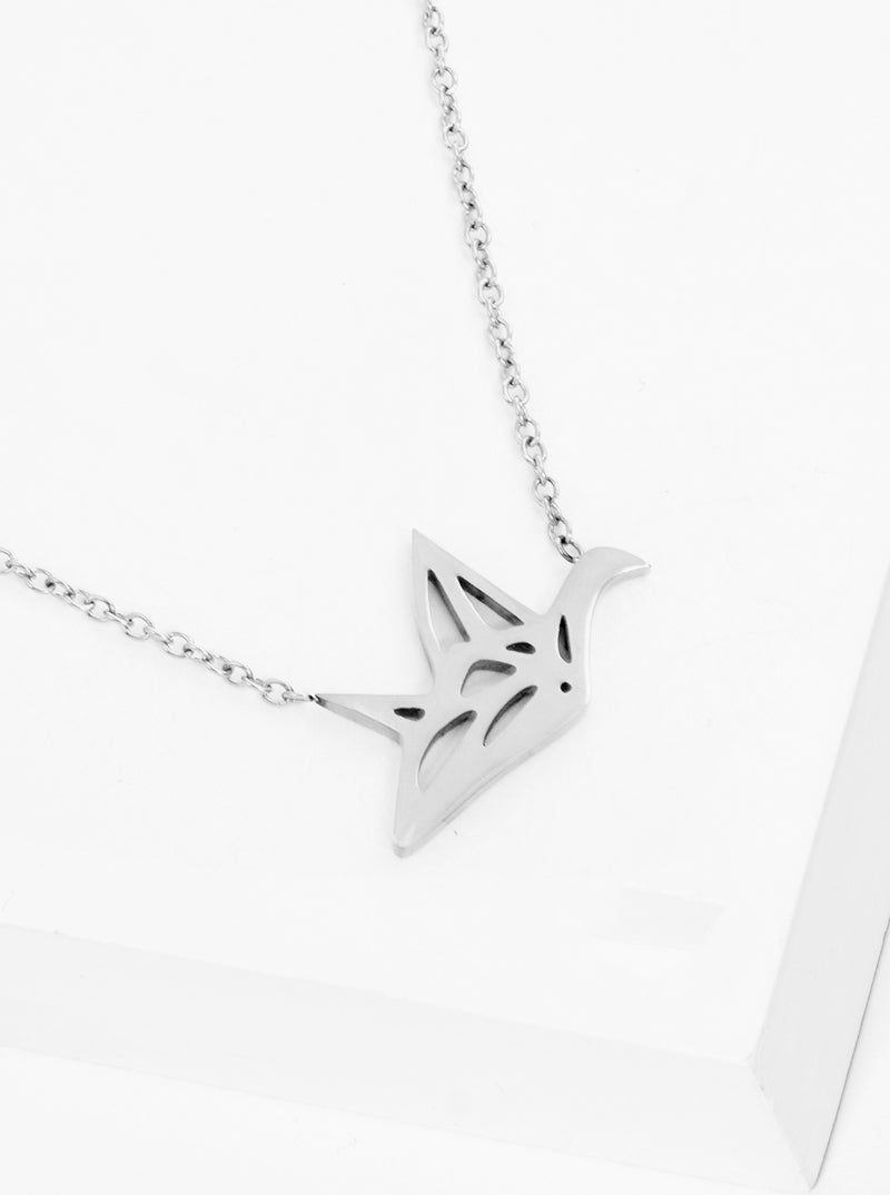Premium Stainless Steel Paper Crane Pendant Necklace