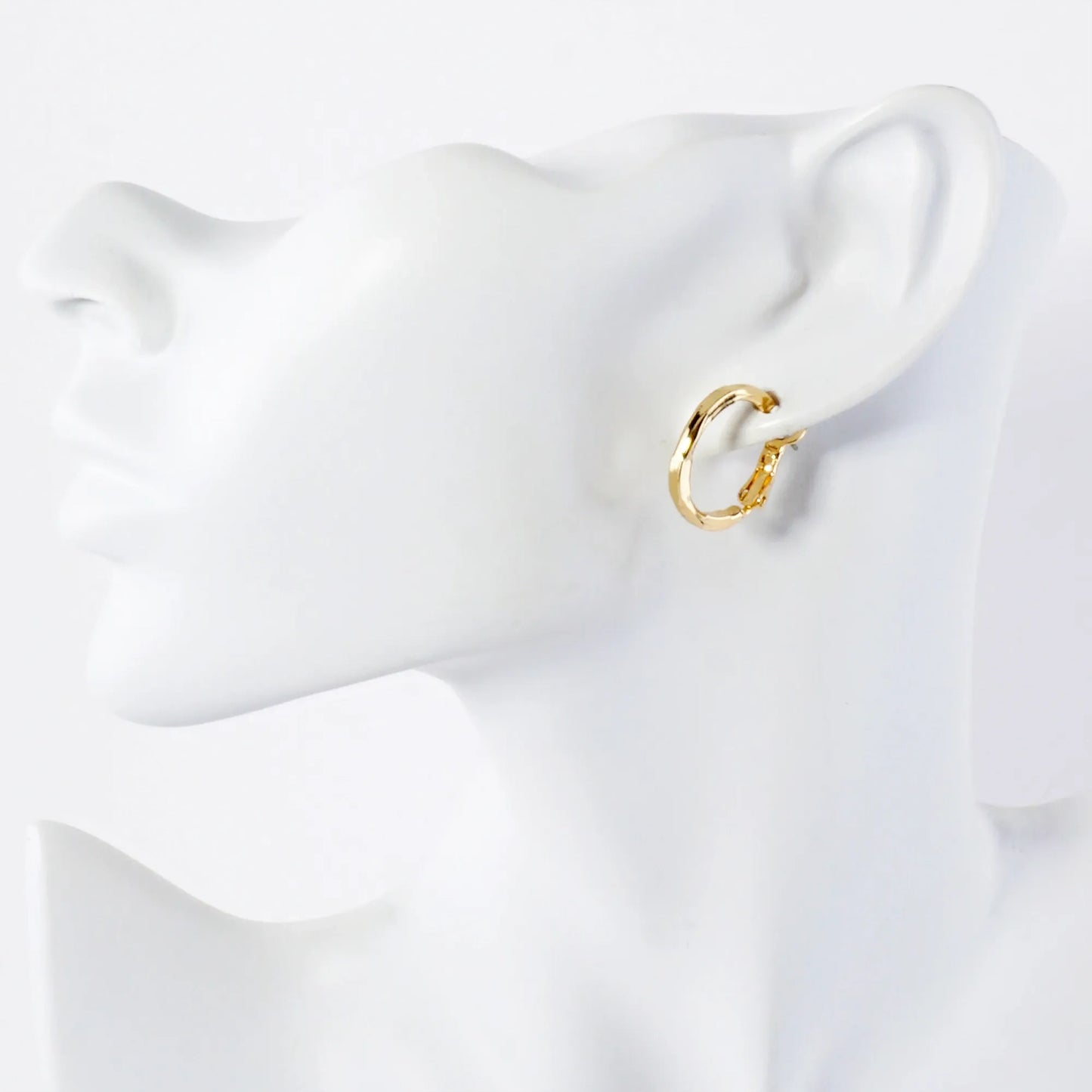 Pressed-Texture 14K-Gold-Dipped 20mm 2mm Thickness Brass Omega-Back Hoop Earrings