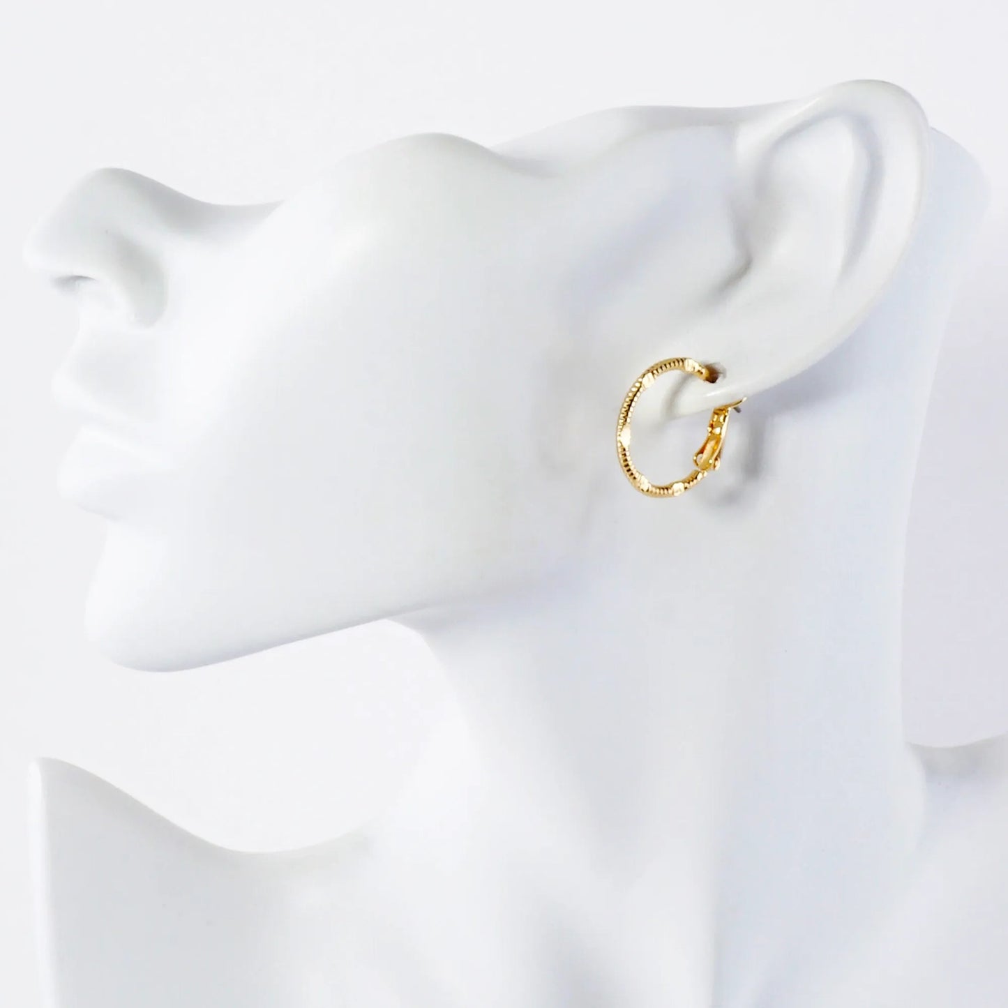 Pressed-Texture 14K-Gold-Dipped 20mm Brass Omega-Back Hoop Earrings
