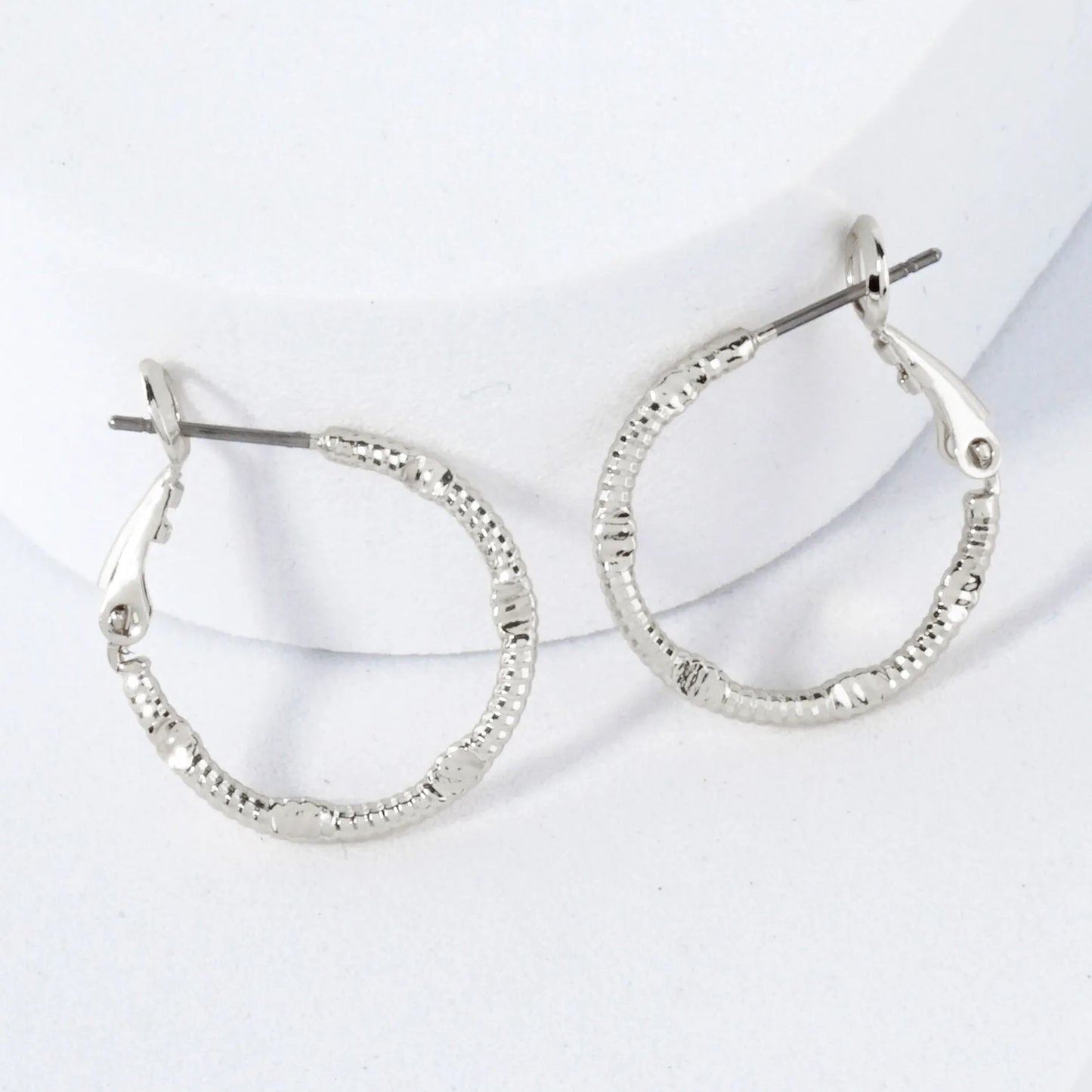 Pressed-Texture 14K-Gold-Dipped 20mm Brass Omega-Back Hoop Earrings