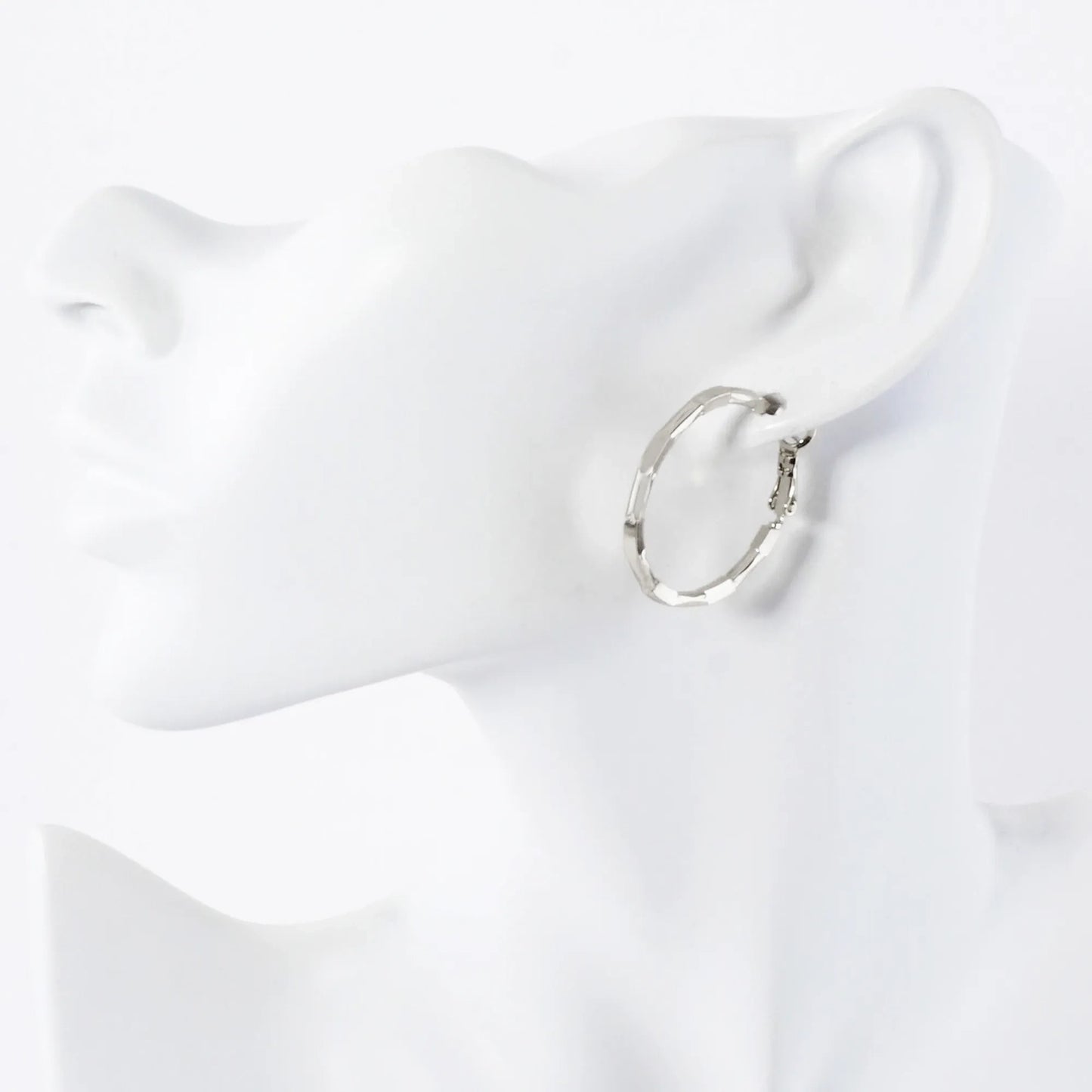 Pressed-Texture 14K-Gold-Dipped 30mm 2mm Thickness Brass Omega-Back Hoop Earrings
