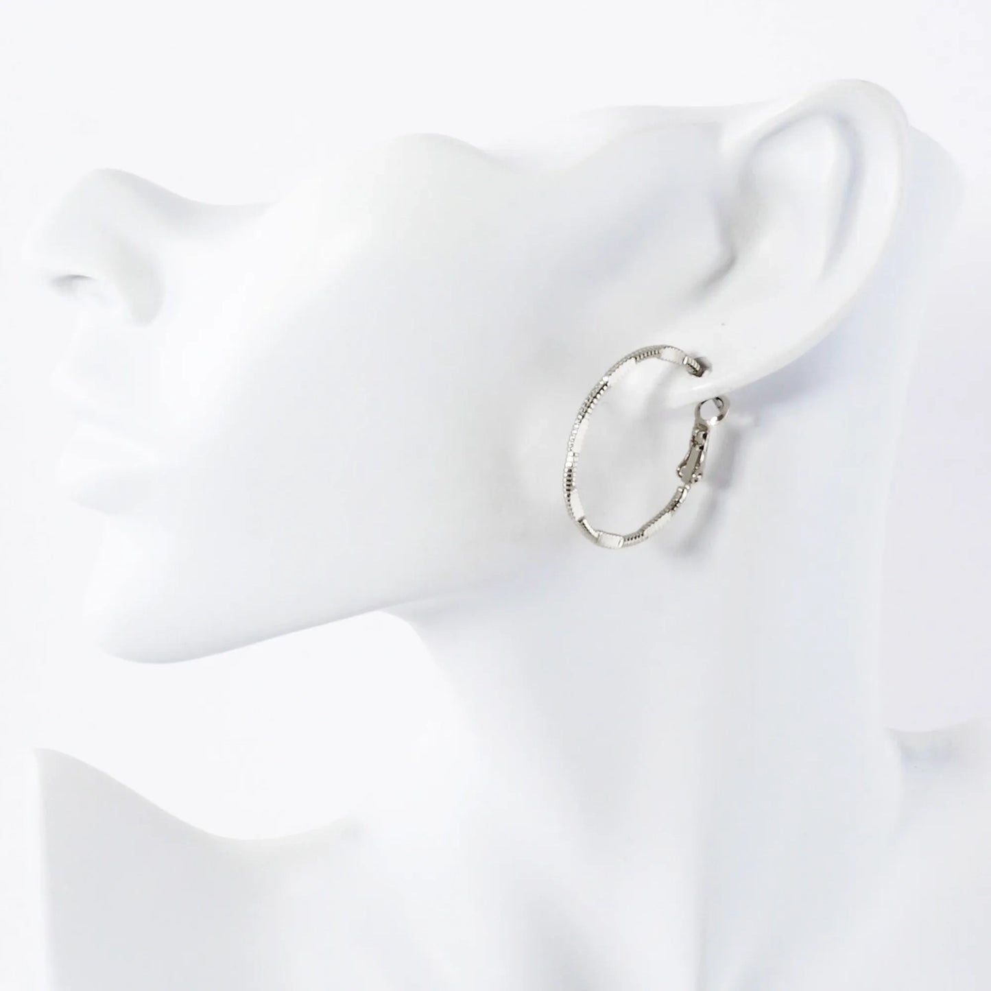 Pressed-Texture 14K-Gold-Dipped 30mm Brass Omega-Back Hoop Earrings