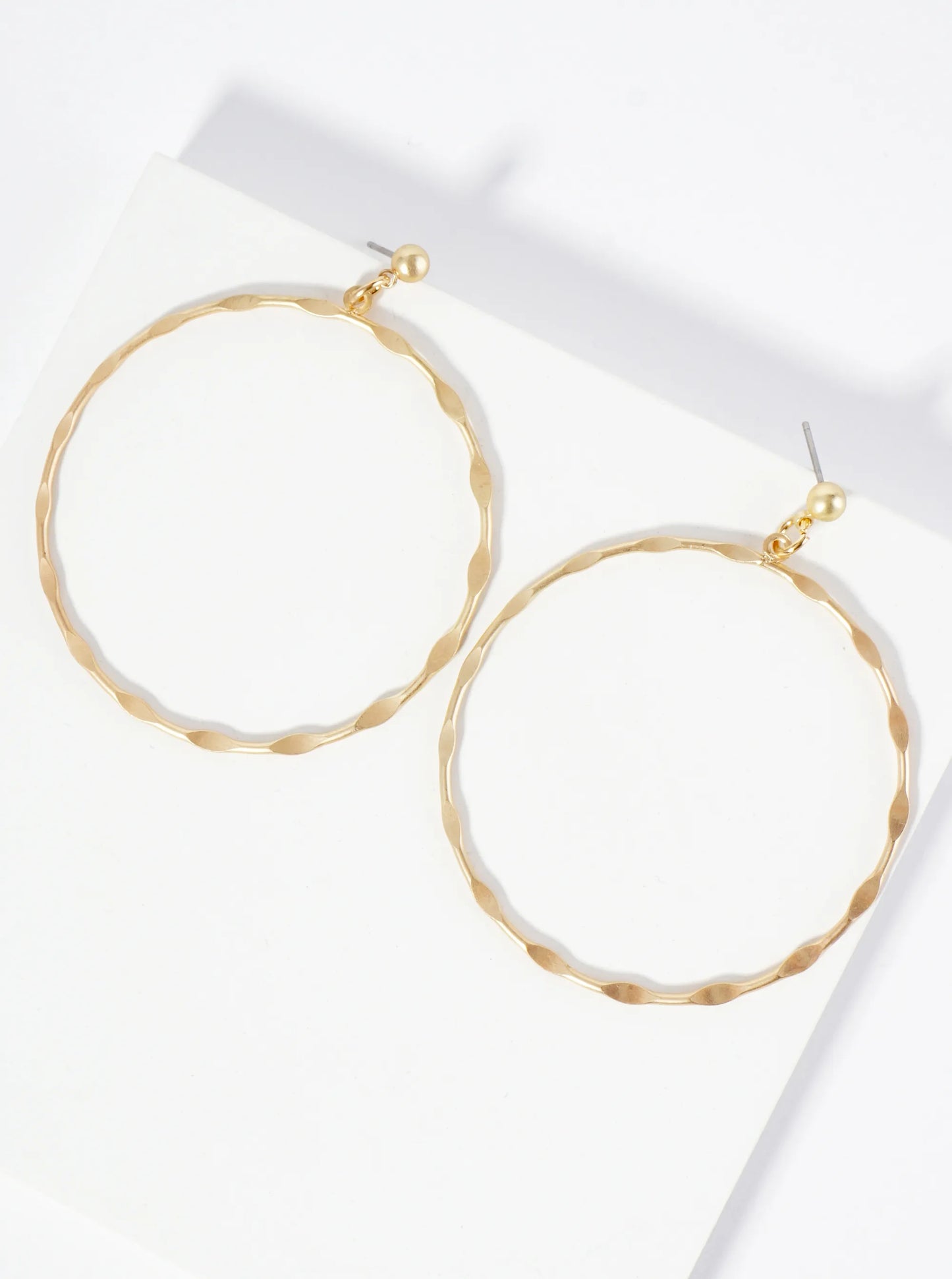 Pressed Texture Circle Drop Post Earrings