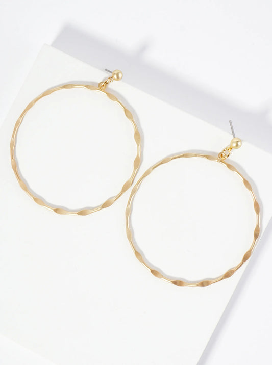 Pressed Texture Circle Drop Post Earrings