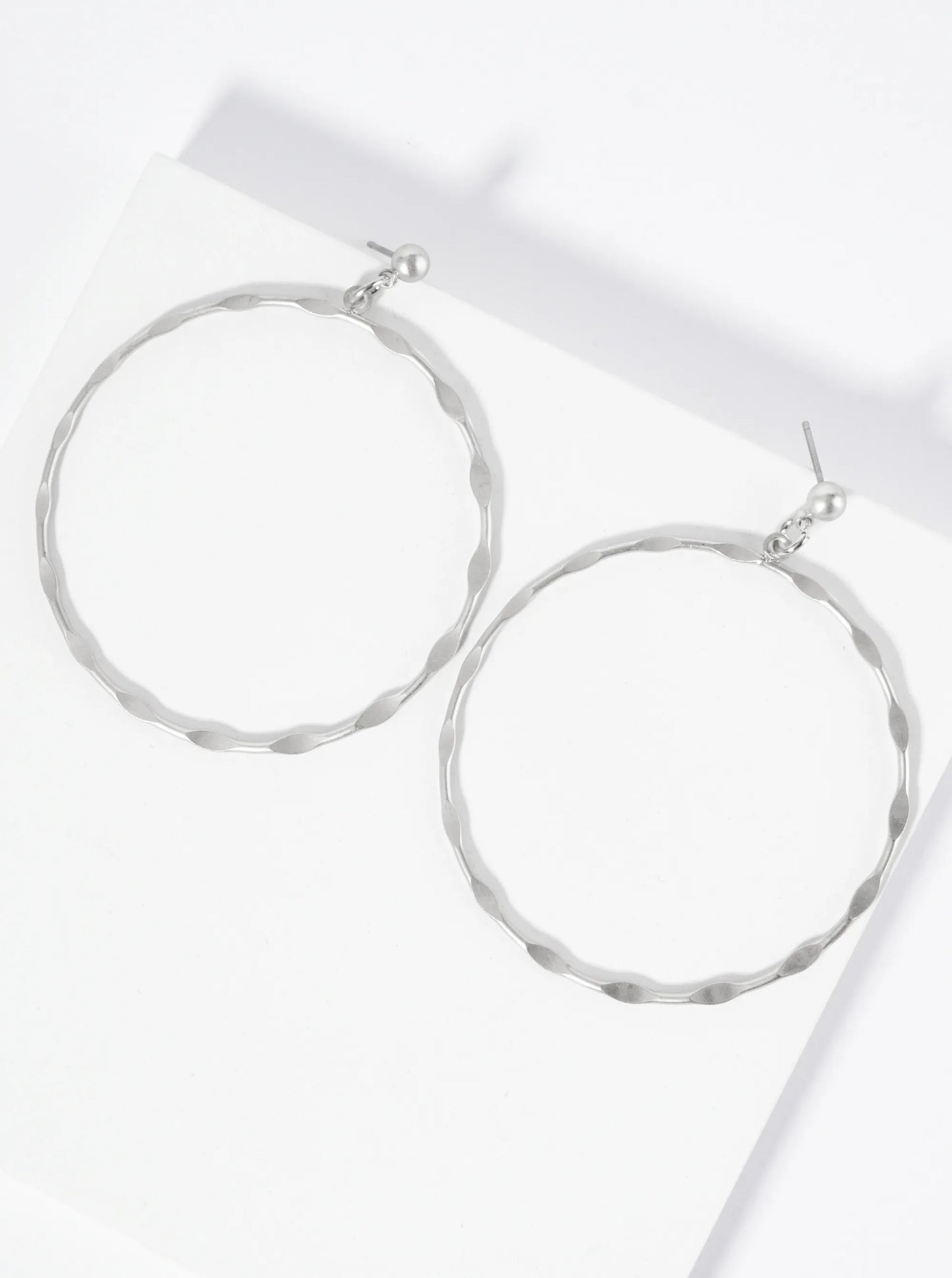 Pressed Texture Circle Drop Post Earrings