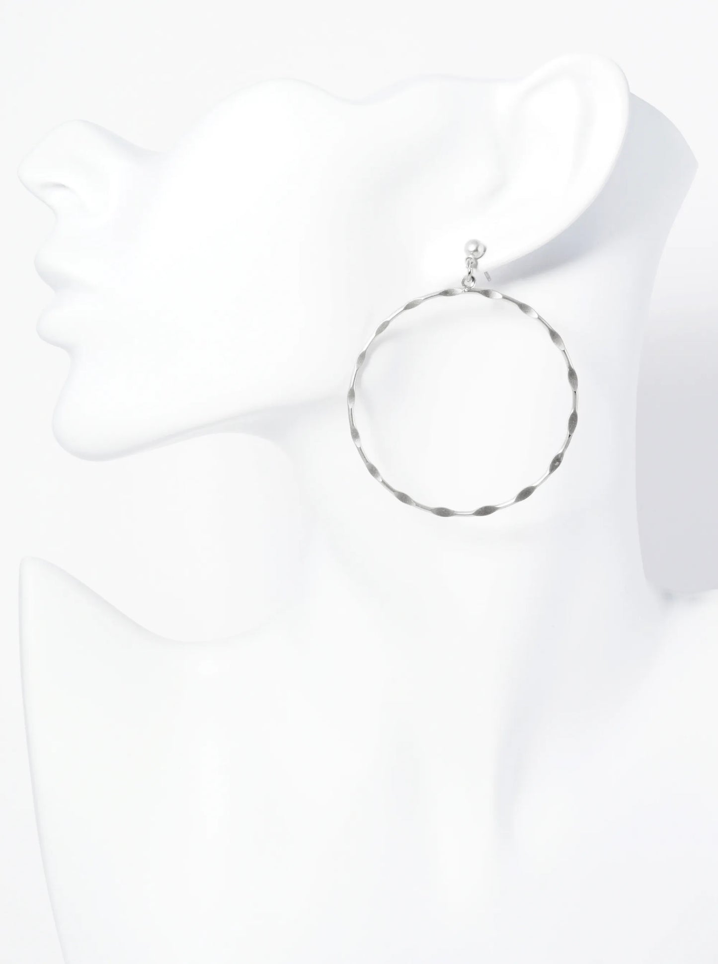 Pressed Texture Circle Drop Post Earrings