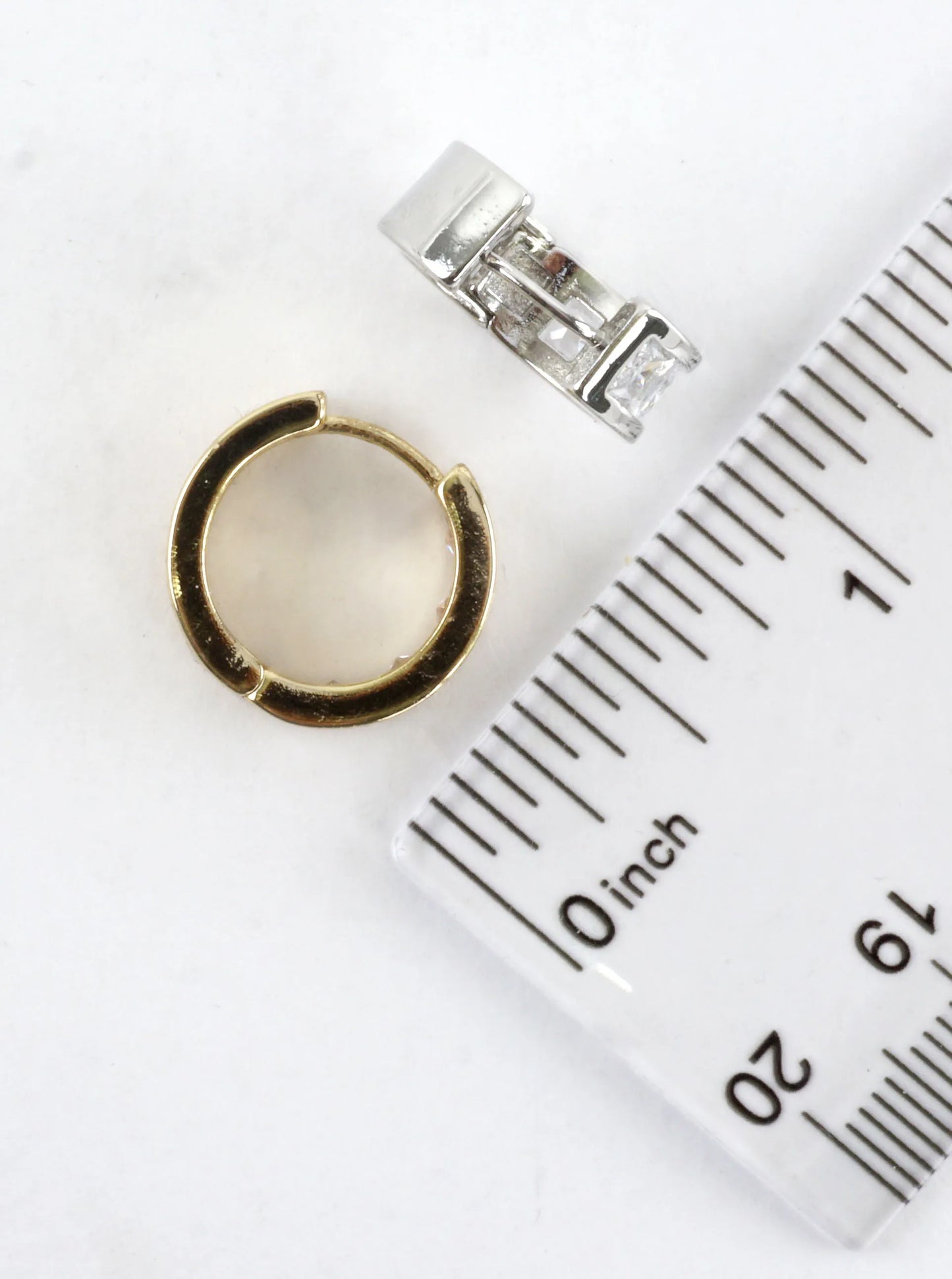Princess Cut CZ Channel Set Huggie Hoop Earrings