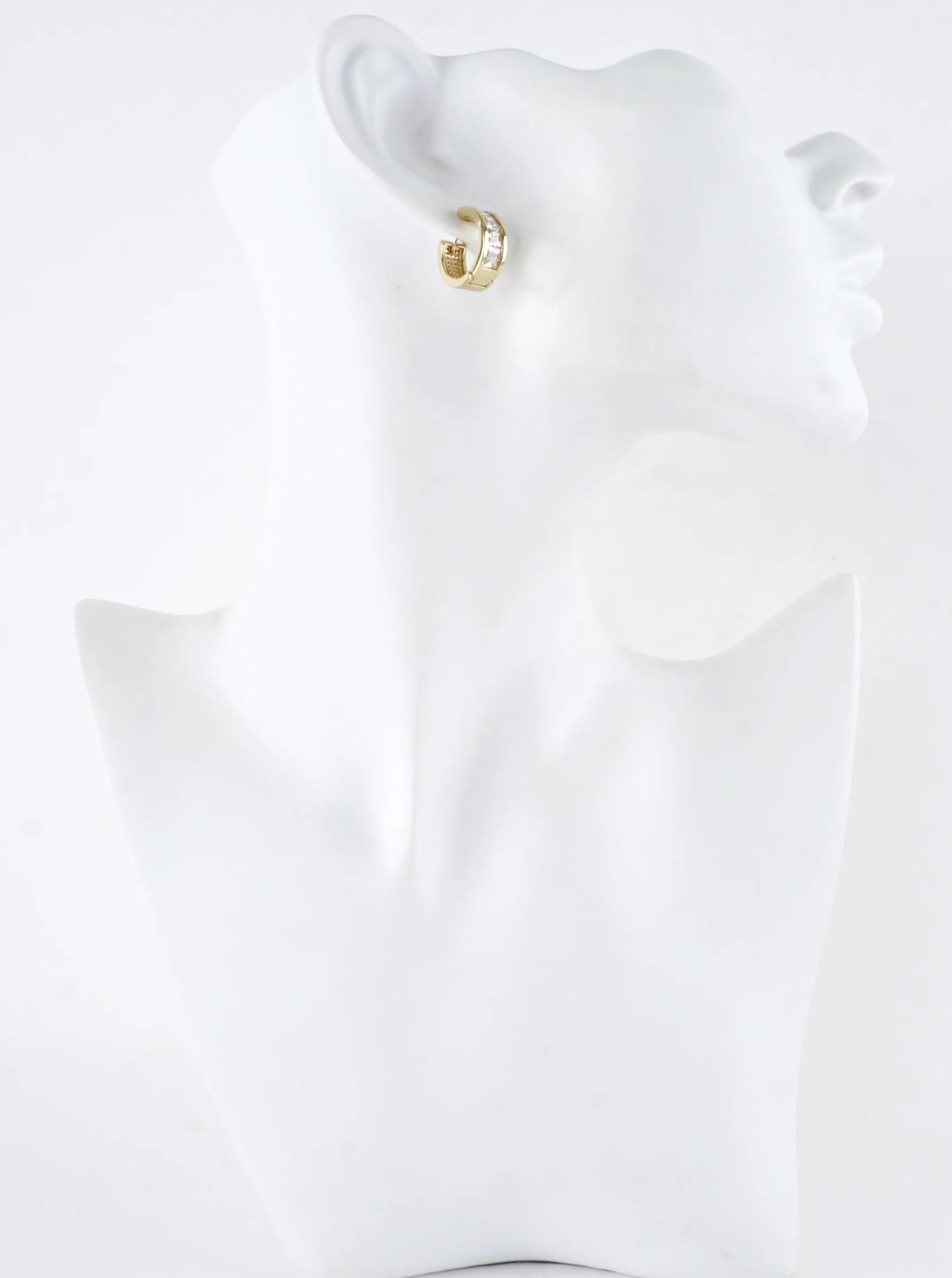 Princess Cut CZ Channel Set Huggie Hoop Earrings