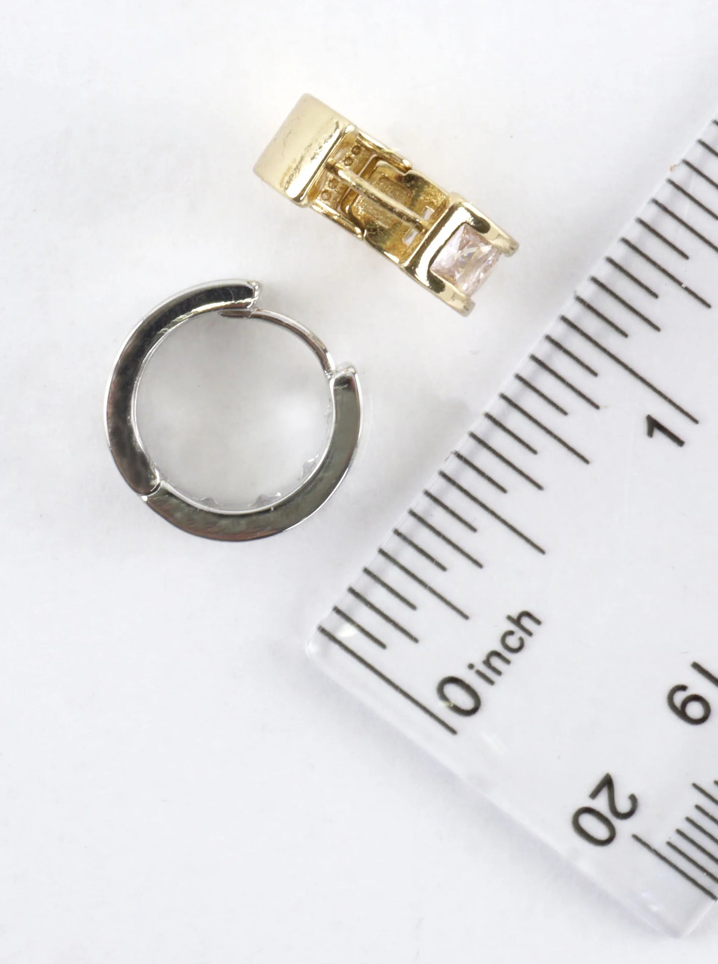 Princess Cut CZ Channel Set Huggie Hoop Earrings