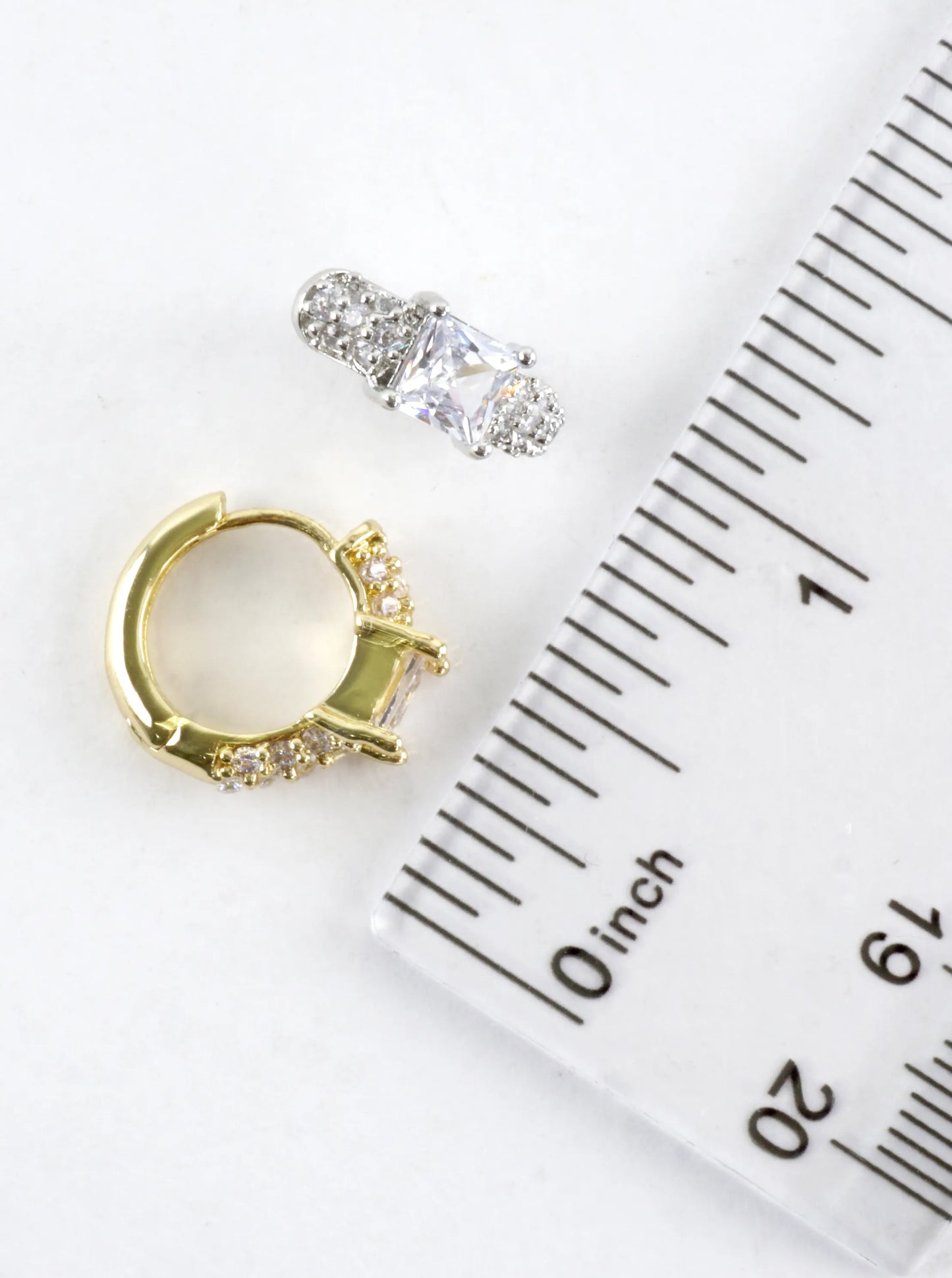 Princess-Cut CZ Pave Huggie Hoop Earrings
