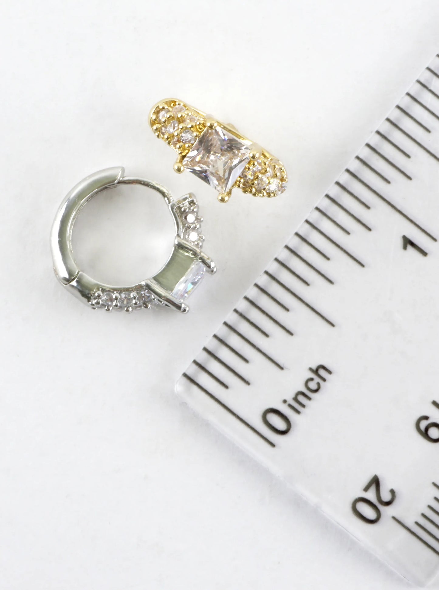 Princess-Cut CZ Pave Huggie Hoop Earrings