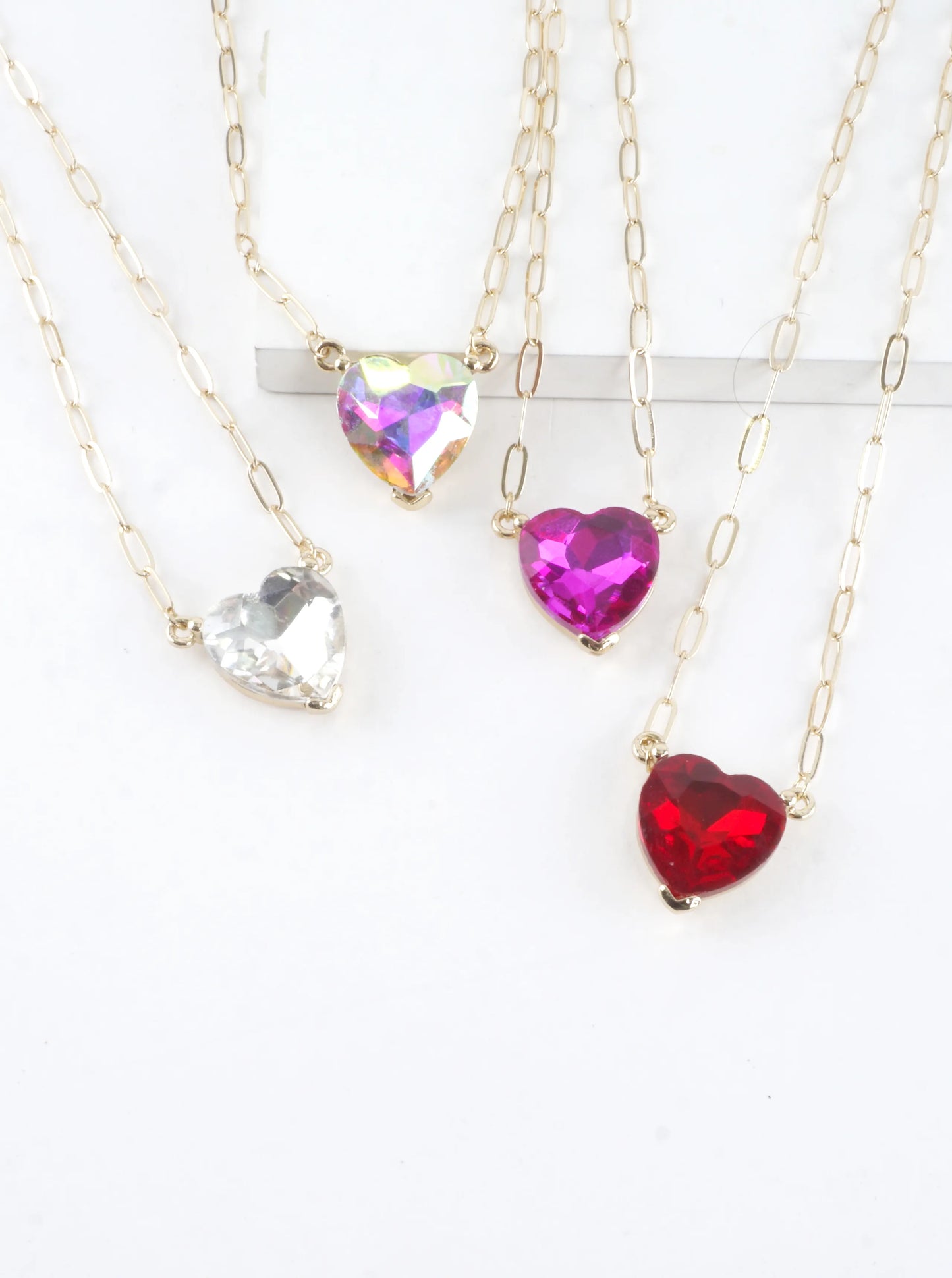 Prong Set Heart Pendant Short Necklace