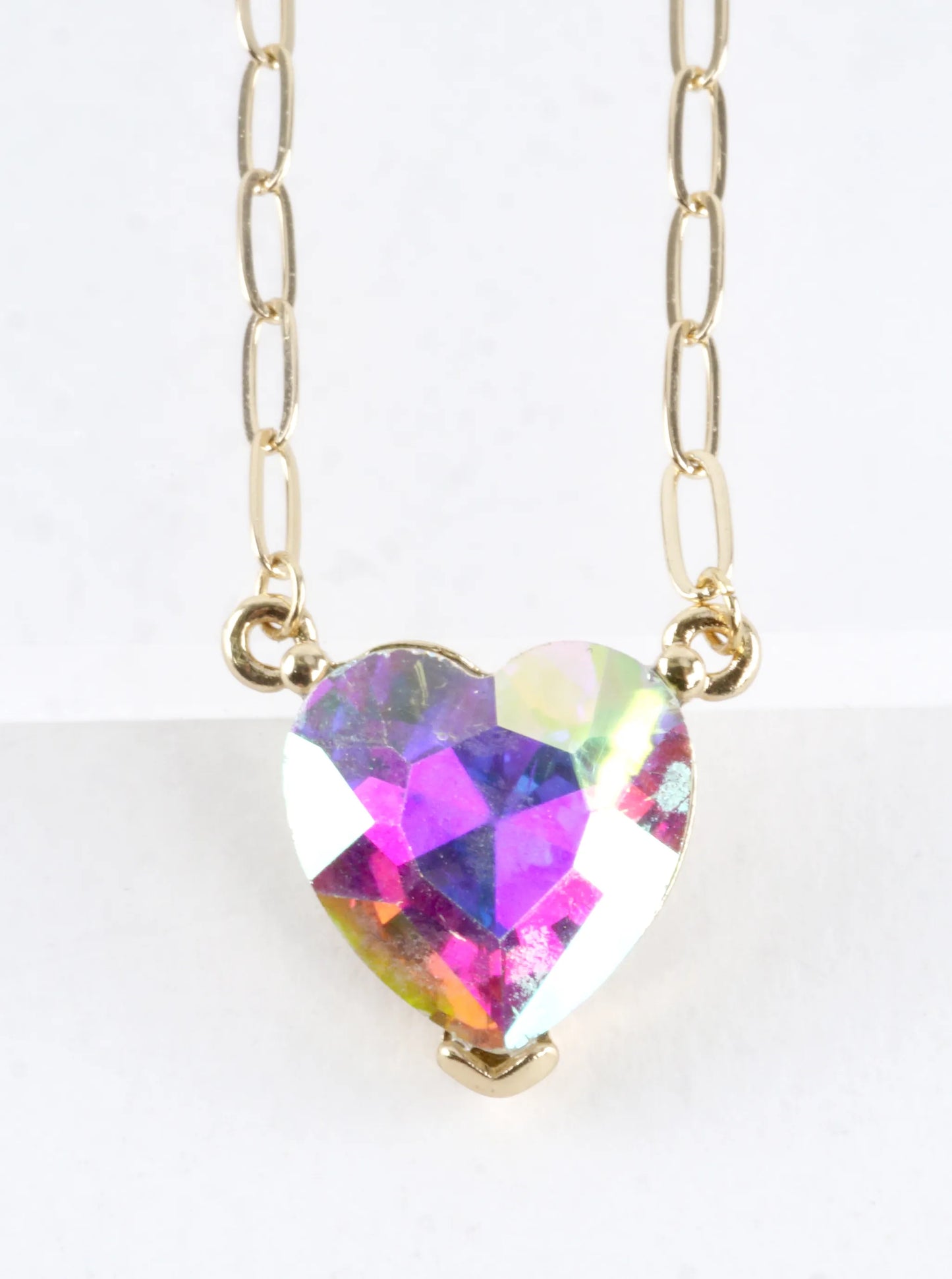 Prong Set Heart Pendant Short Necklace