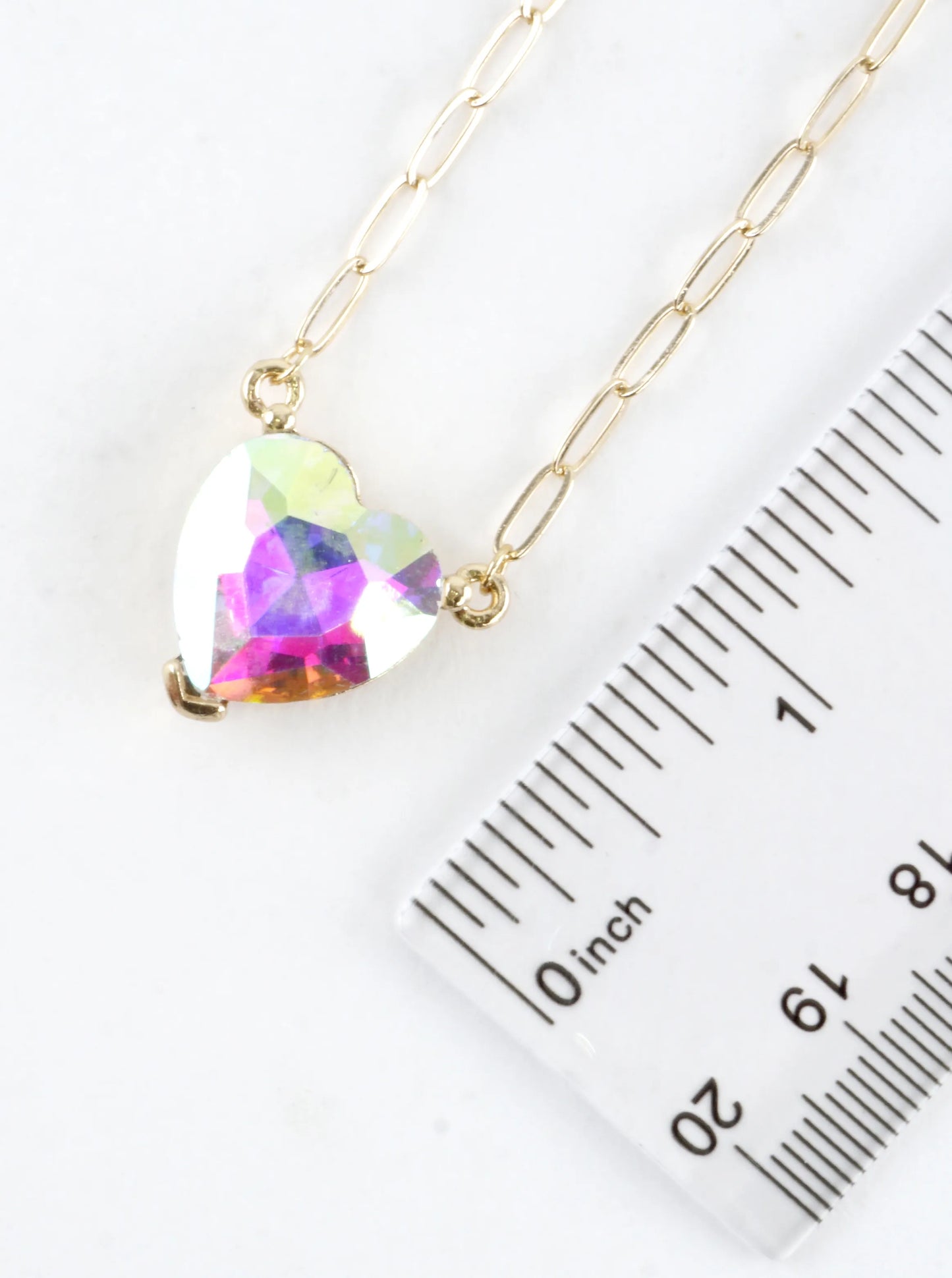 Prong Set Heart Pendant Short Necklace