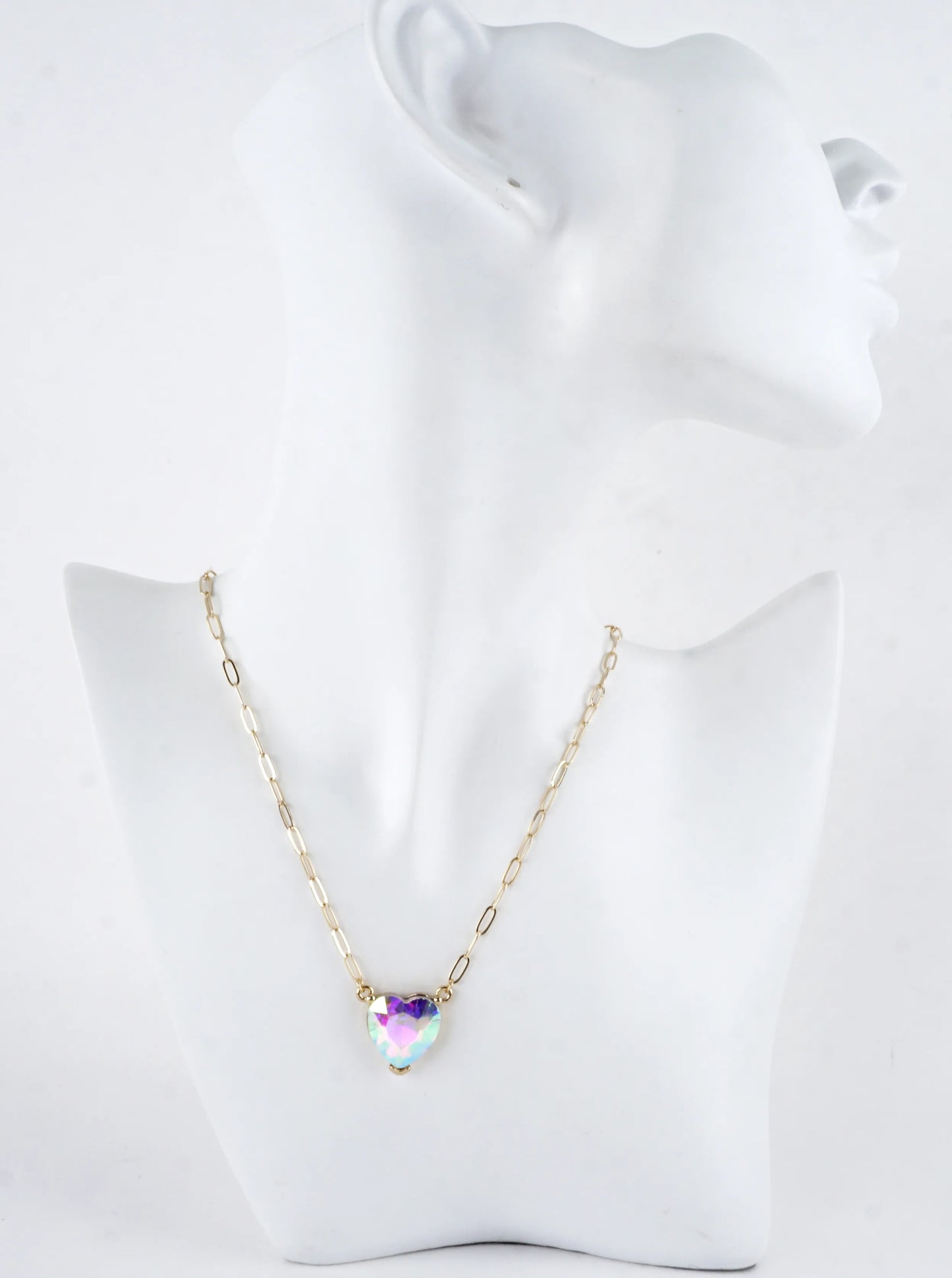 Prong Set Heart Pendant Short Necklace