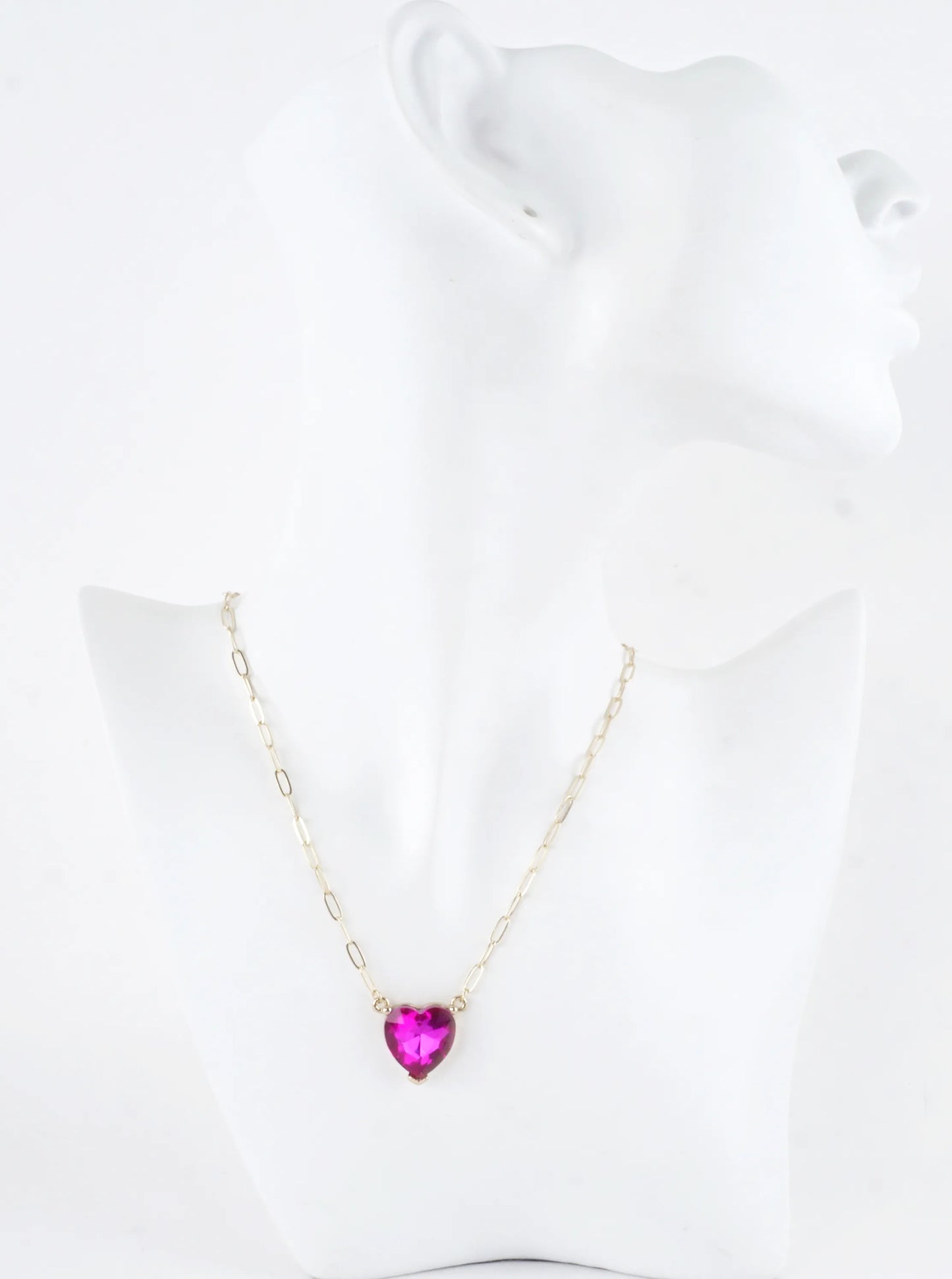 Prong Set Heart Pendant Short Necklace