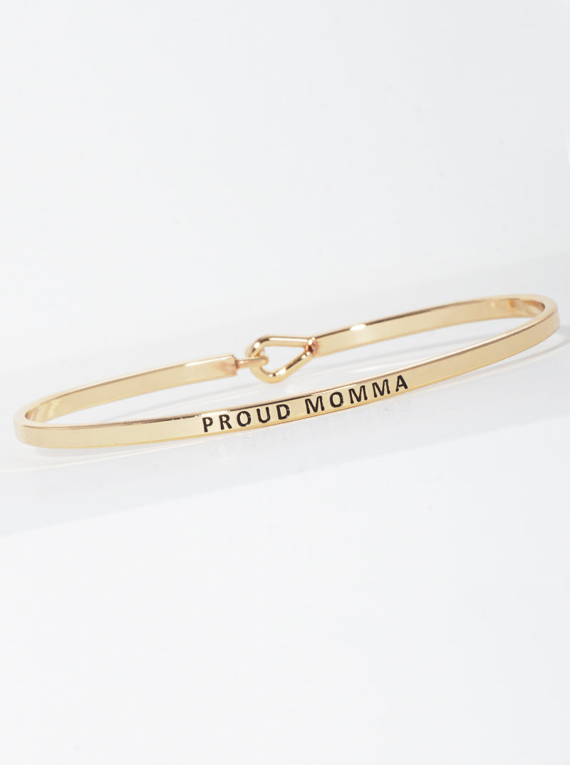 Proud Momma Engraved Inspirational Bangle Bracelet