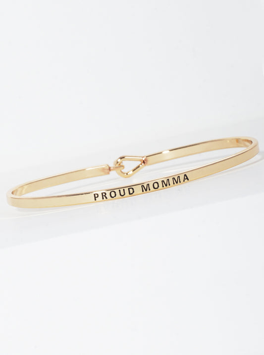 Proud Momma Engraved Inspirational Bangle Bracelet