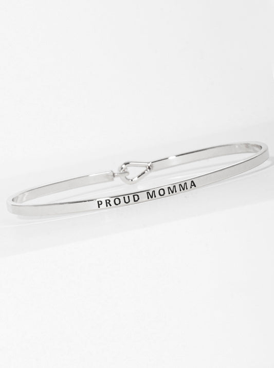 Proud Momma Engraved Inspirational Bangle Bracelet