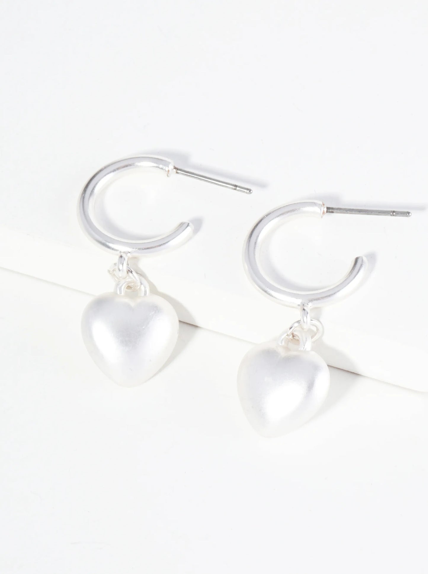 Puffy Heart Drop 15mm Small Hoop Earrings