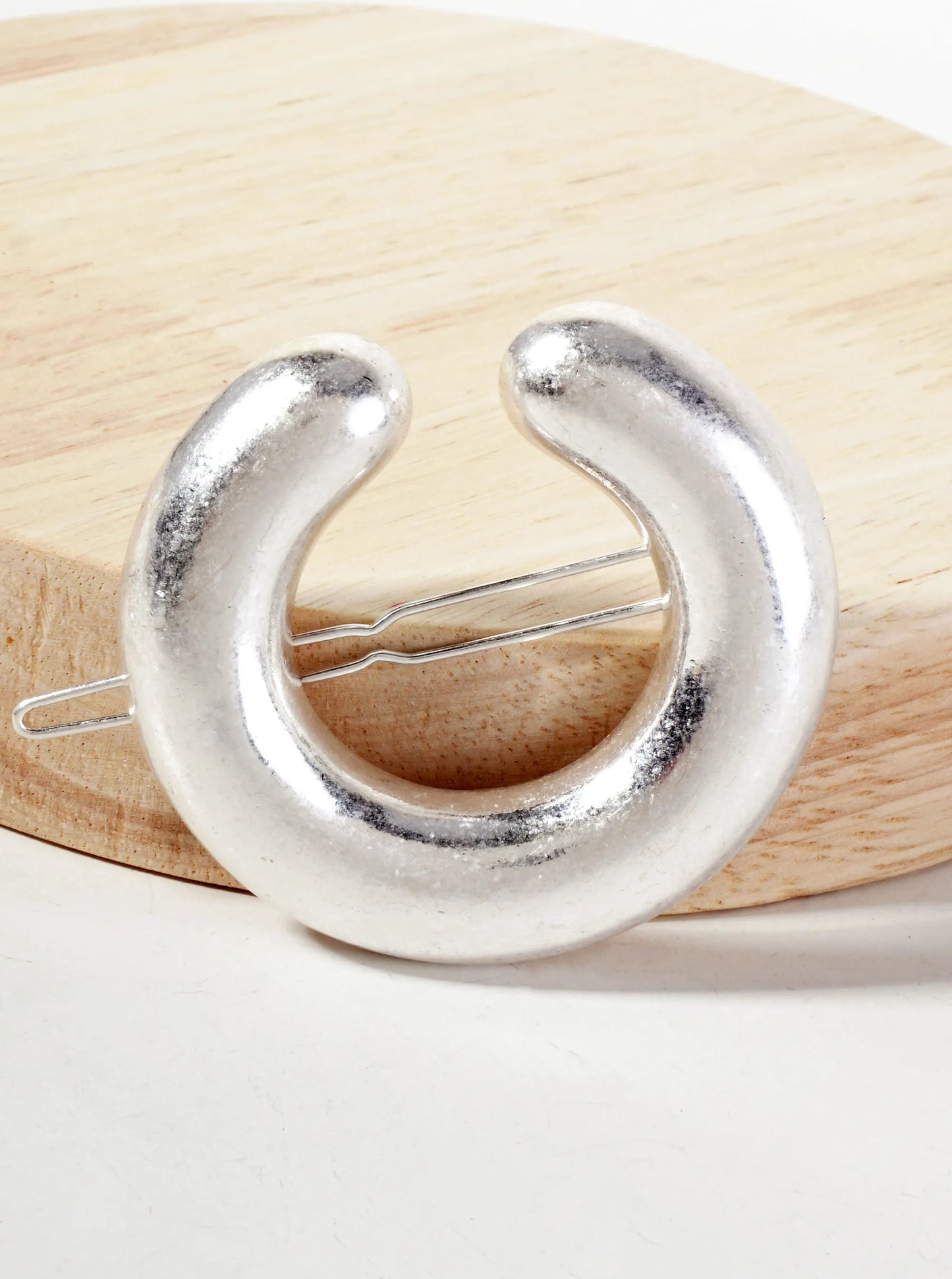 Puffy Open Circle Metal Casting Hair-Pin