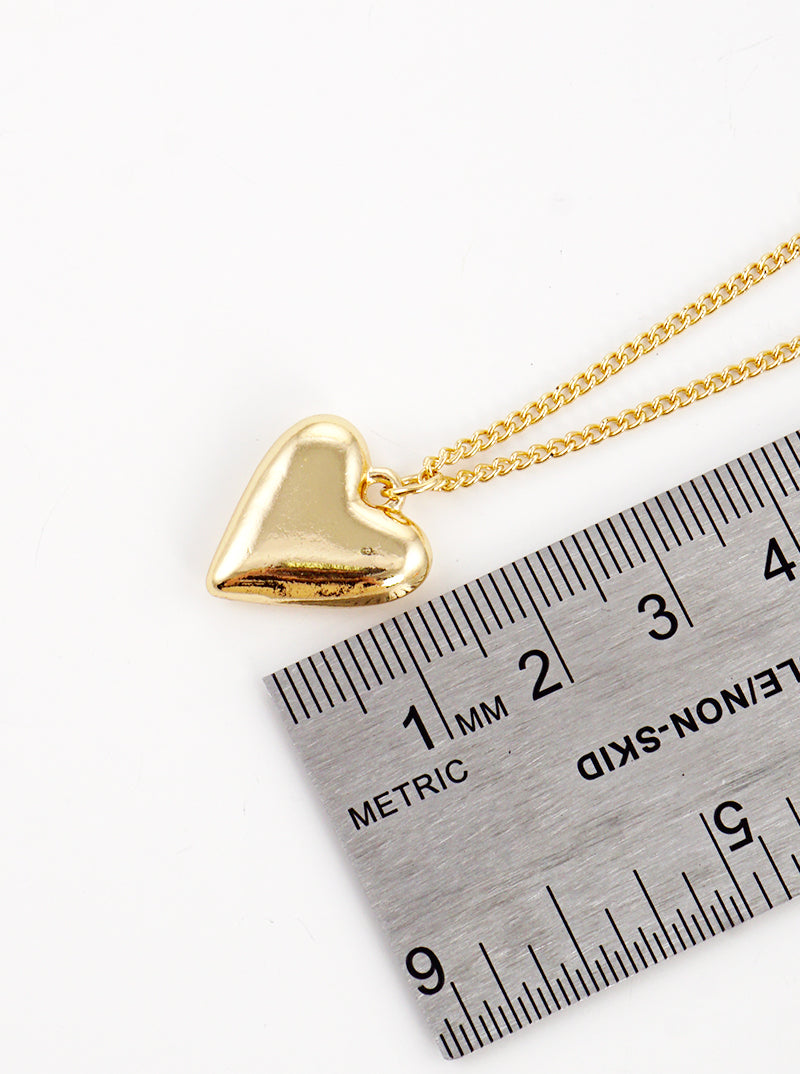 Puffy Heart Pendant Layered Necklace