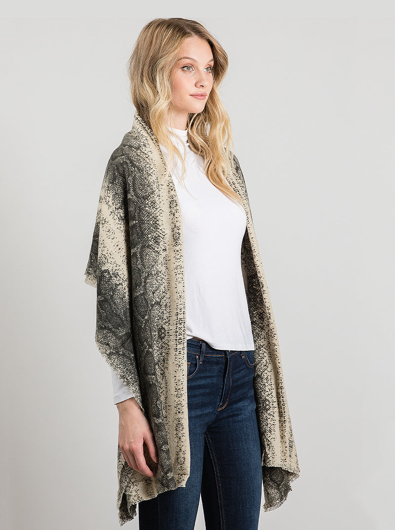 Python Snake Skin Animal Print Oblong Scarf
