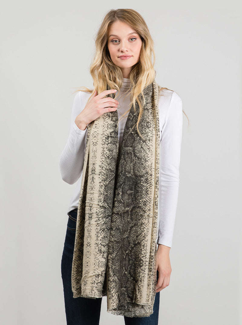 Python Snake Skin Animal Print Oblong Scarf