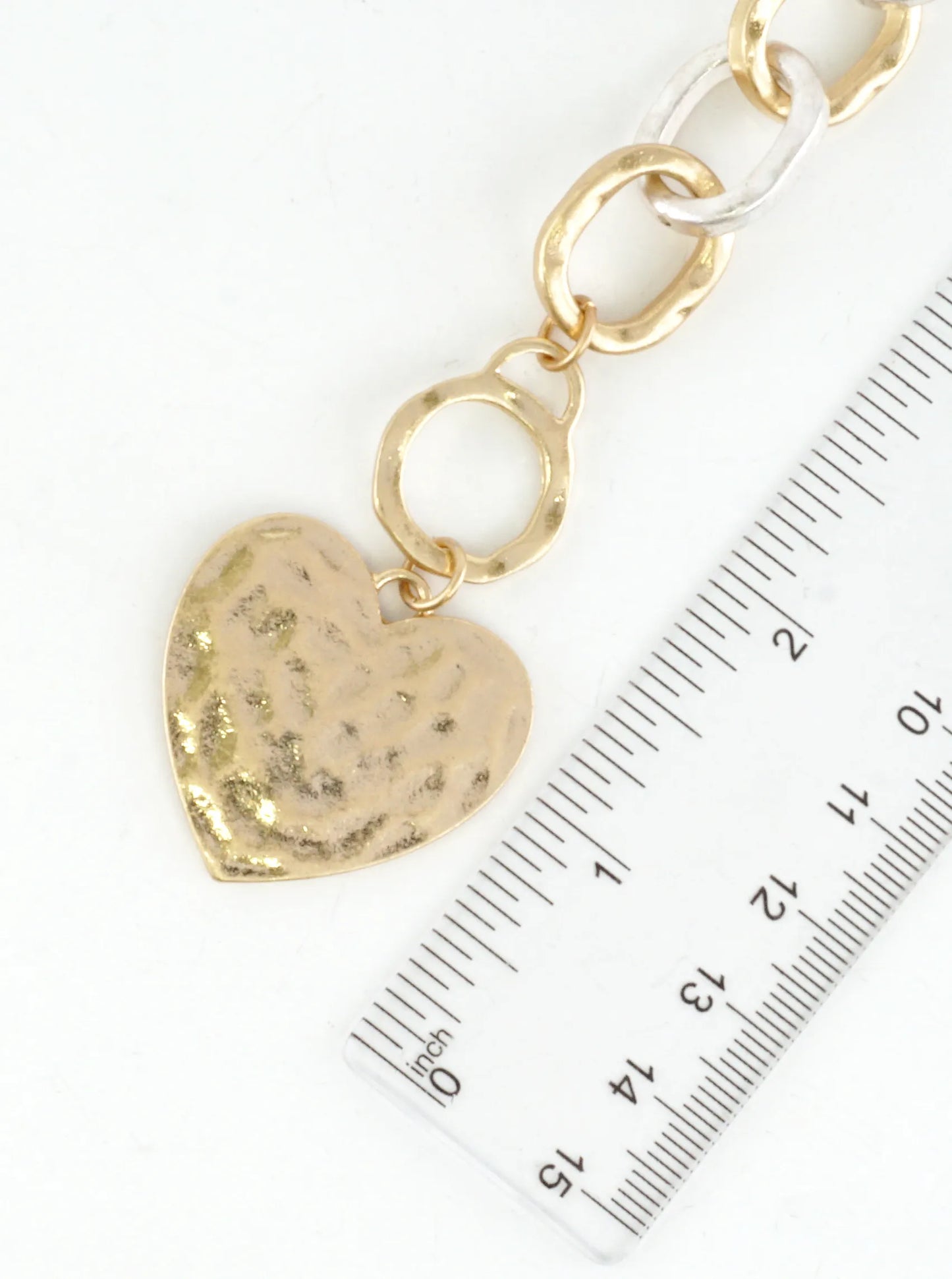 Chunky Chain Toggle Hammered Heart Bracelet