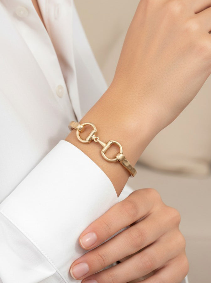 Equestrian Link Open Bangle Bracelet