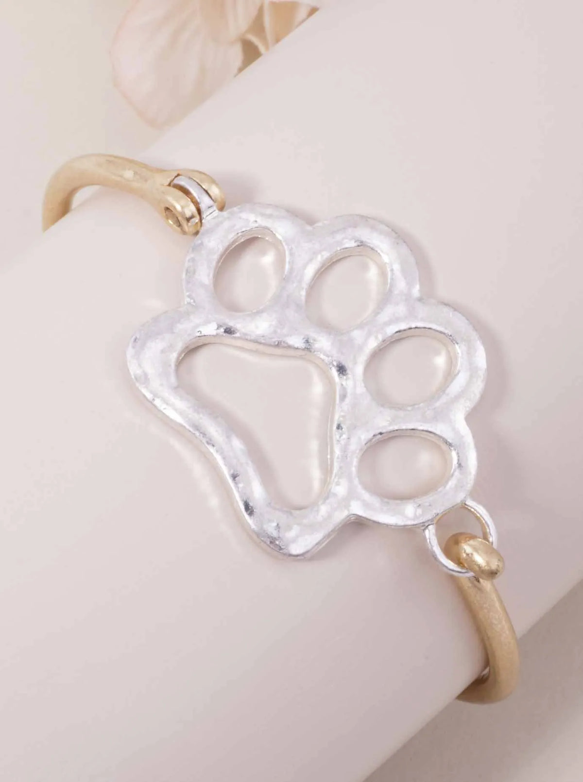 Animal Paw Hammered Hook Bangle Bracelet