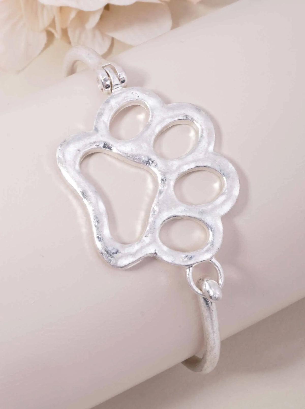 Animal Paw Hammered Hook Bangle Bracelet