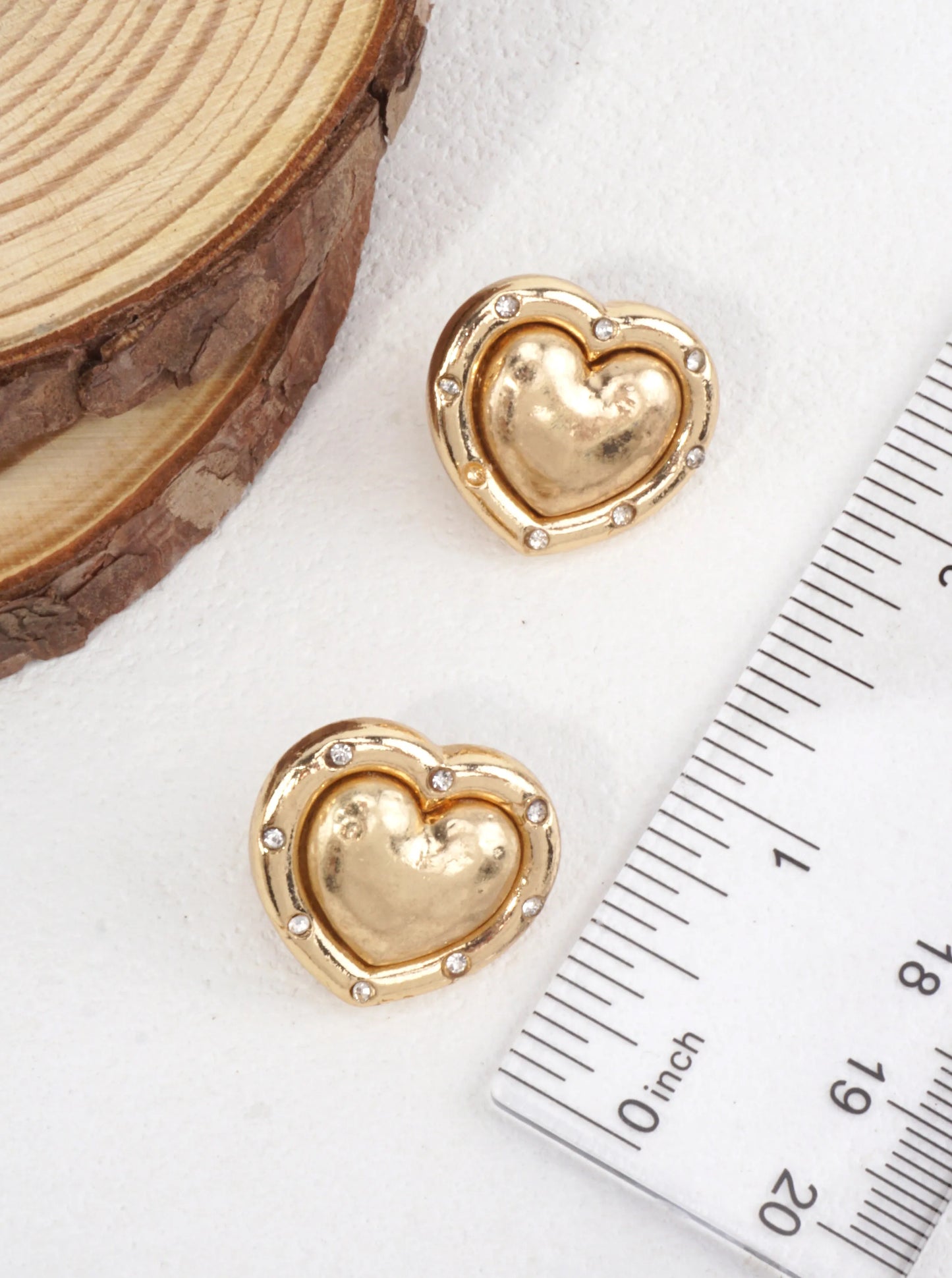 Retro Heart Earrings With Crystal Accents