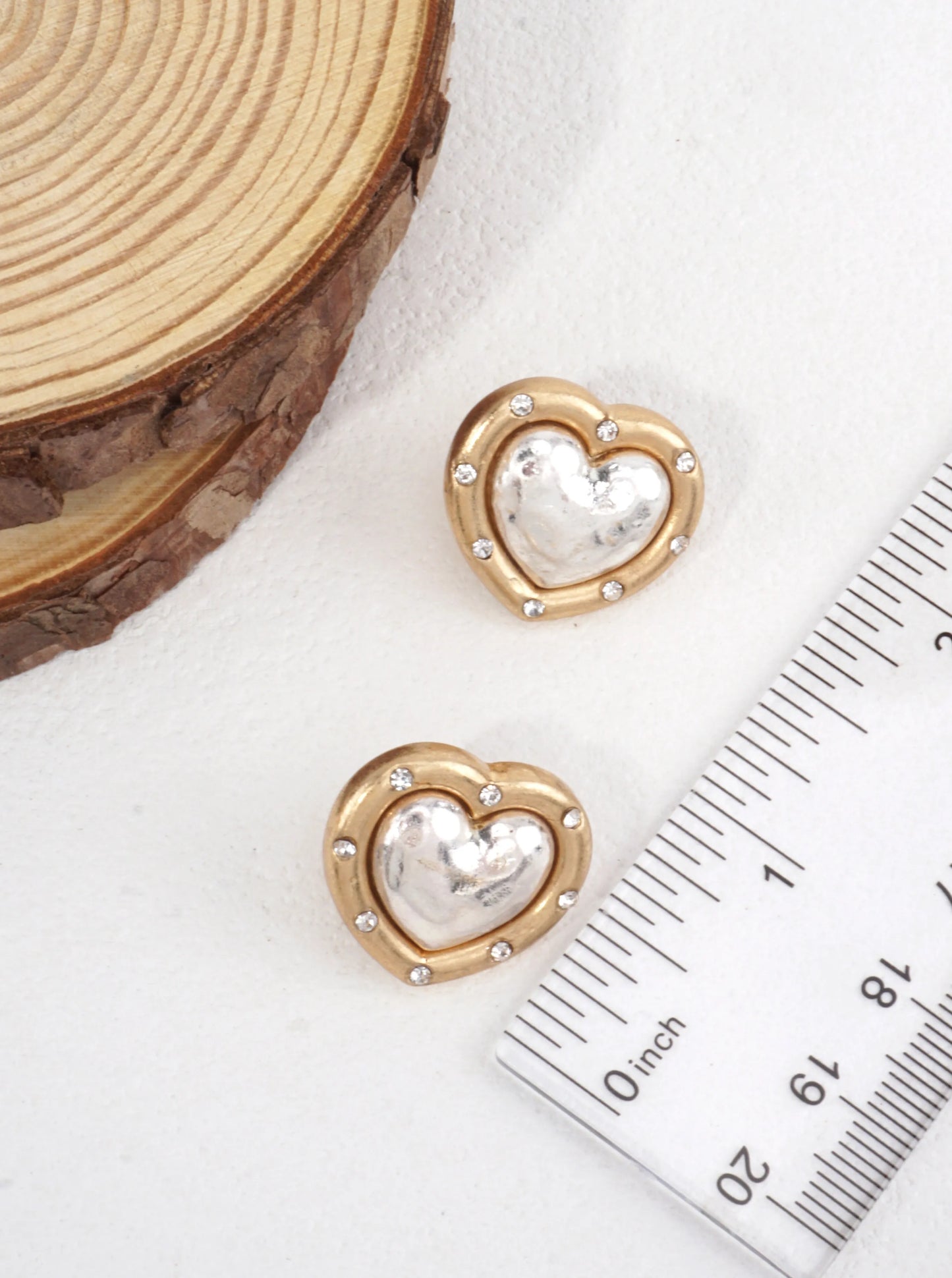 Retro Heart Earrings With Crystal Accents