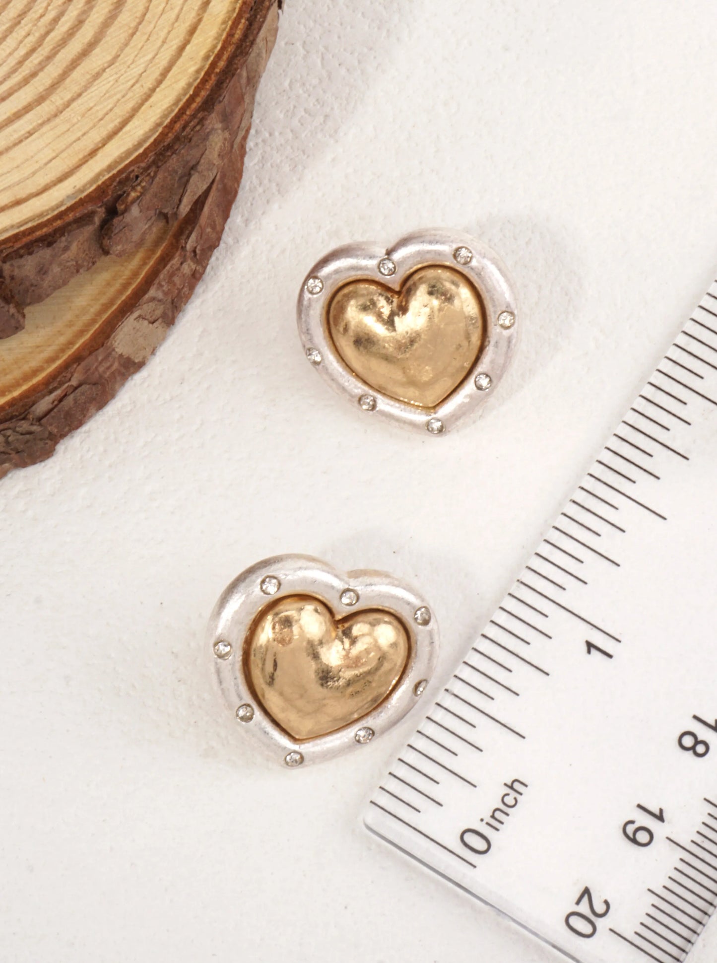 Retro Heart Earrings With Crystal Accents