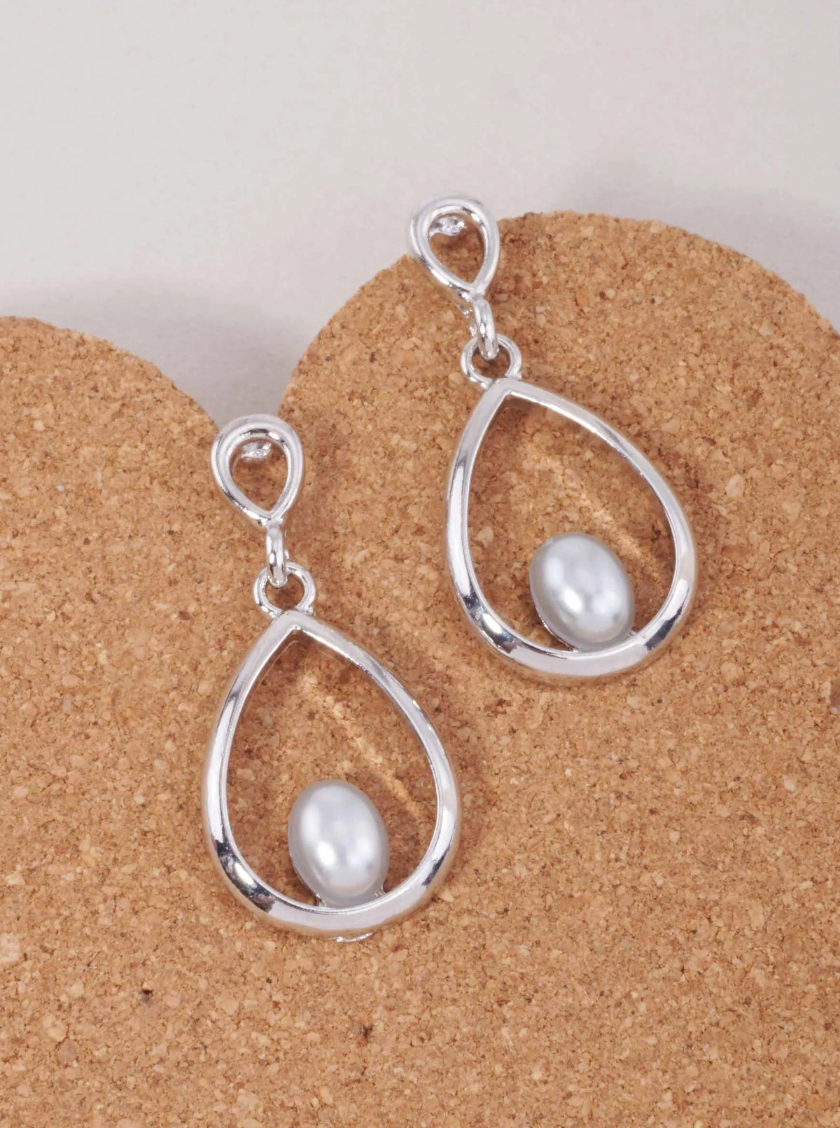 PEARL TEARDROP POLISHED POST DROP EARRINGS