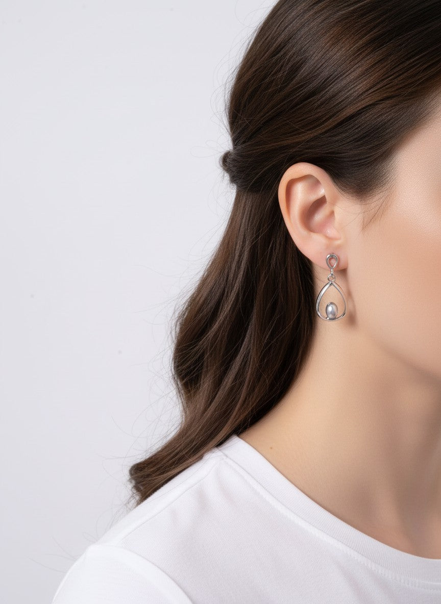PEARL TEARDROP POLISHED POST DROP EARRINGS