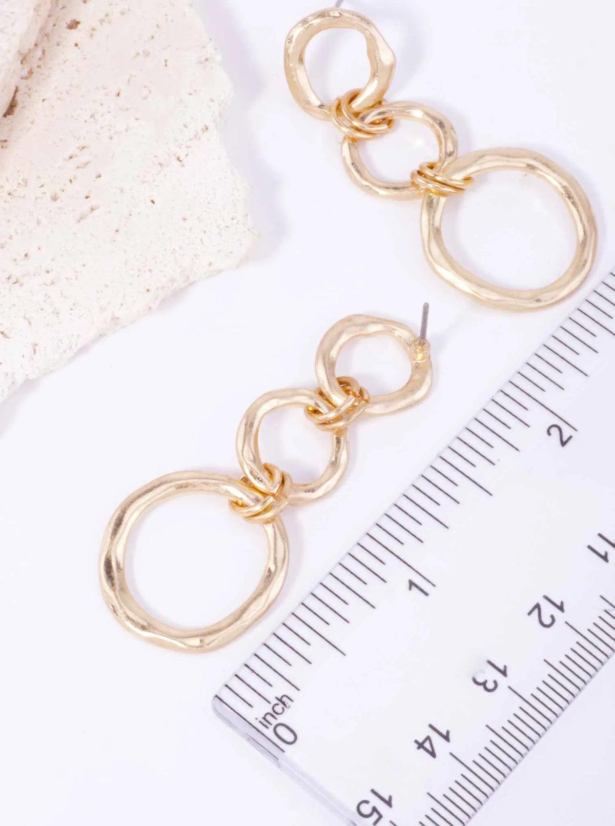 Hammered Triple Round Dangle Drop Earrings