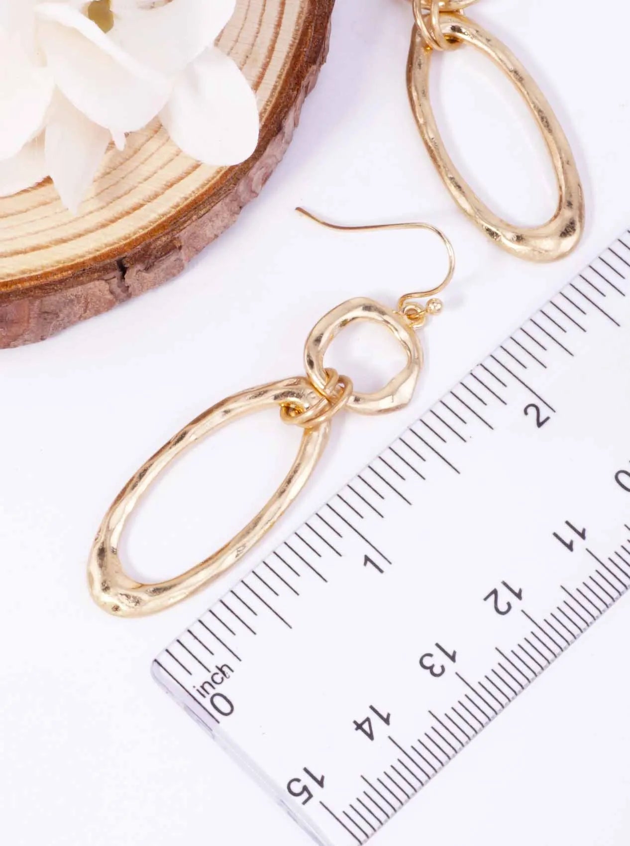 Hammered Oval Link Drop Earrings