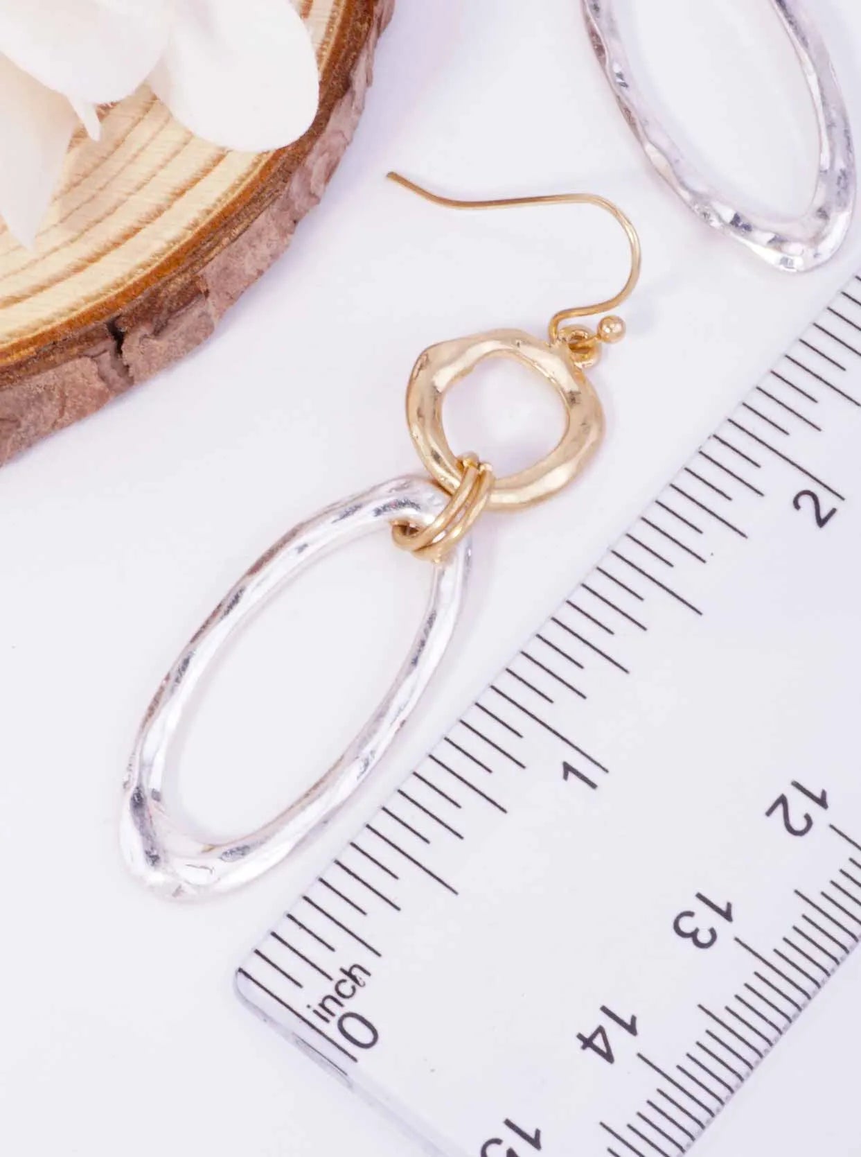 Hammered Oval Link Drop Earrings