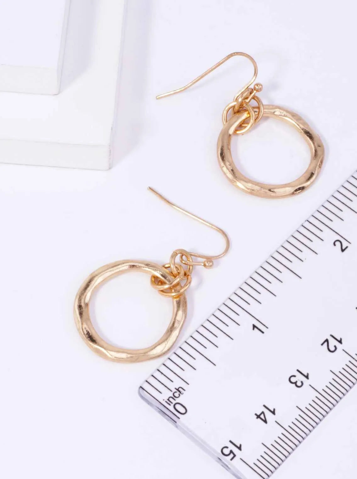 Round Hammered Zinc Alloy Dangle Earrings