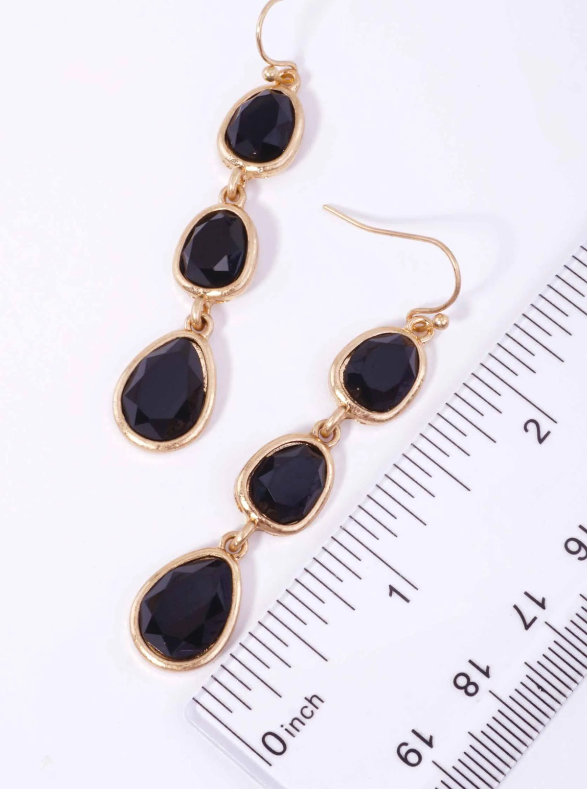 Triple Faceted Teardrop Worn Hook Drop Earrings
