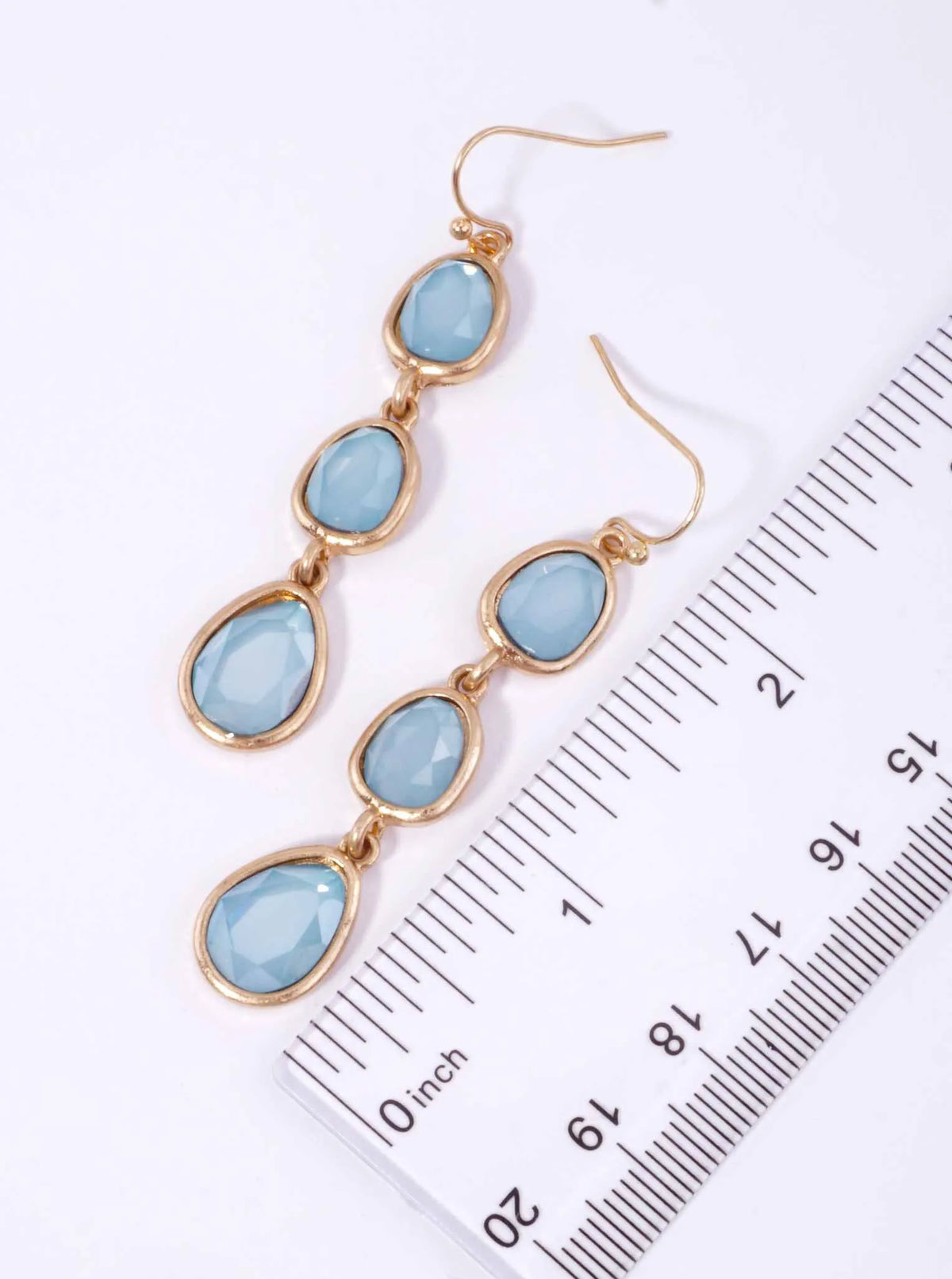 Triple Faceted Teardrop Worn Hook Drop Earrings